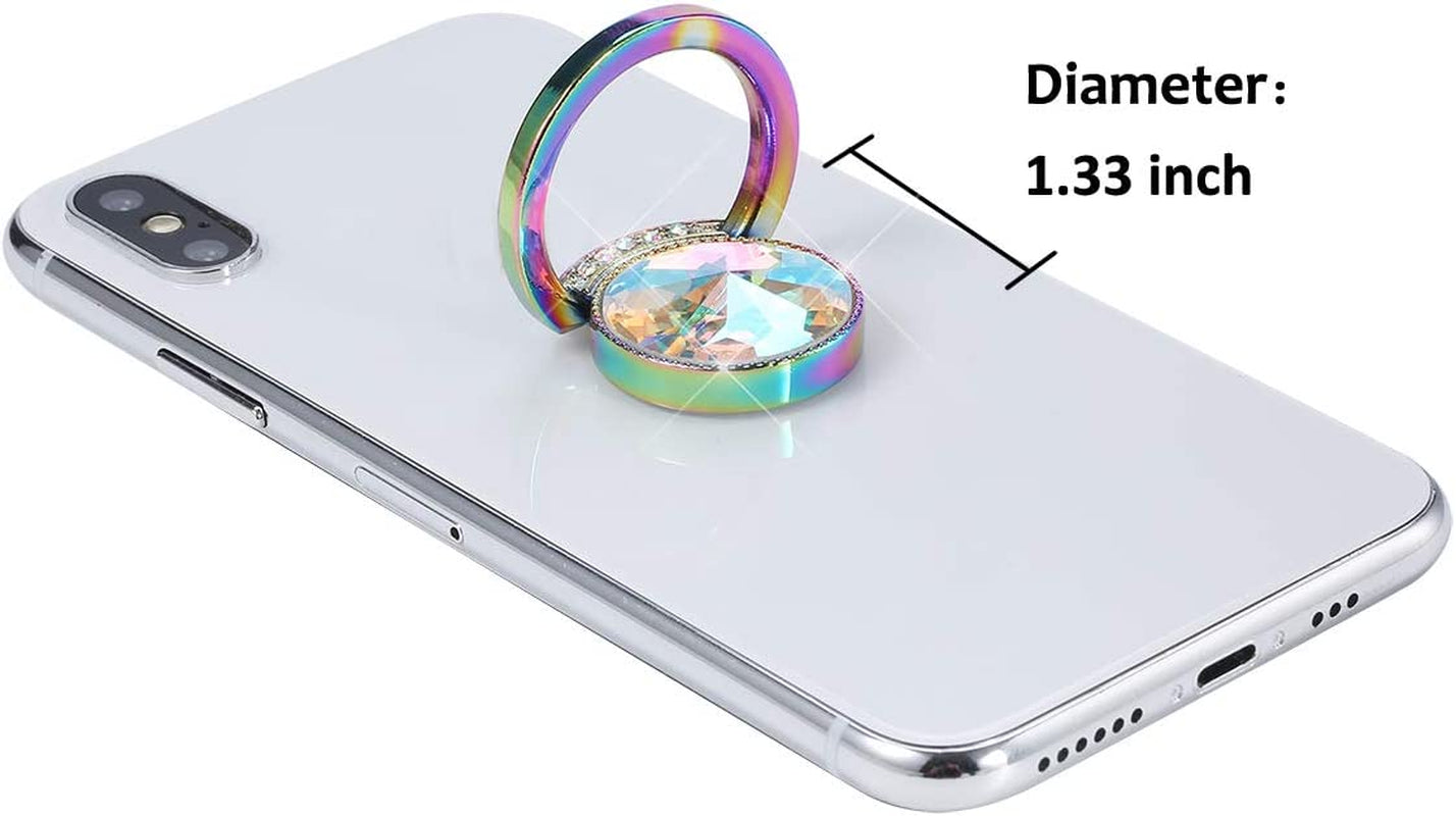 Lenoup Iridescent Glitter Bling Bling Phone Ring Holder,Sparkle Phone Ring Artificial Diamond Stand,Rhinestone Cell Phone Finger Ring(Rainbow)  lenoup   