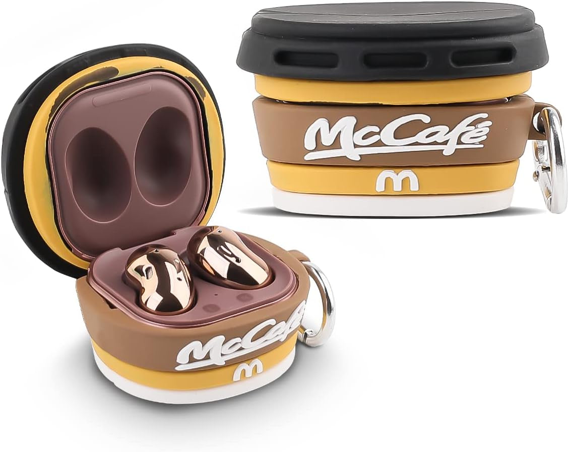 Fit Designed for Samsung Galaxy Buds2 Pro (2022) /Galaxy Buds 2 (2021) /Galaxy Buds Live (2020) /Galaxy Buds Pro (2021), Suublg Silicone Charging Case Protection Cover with Keychain (Estones)  Suublg MCoffee  