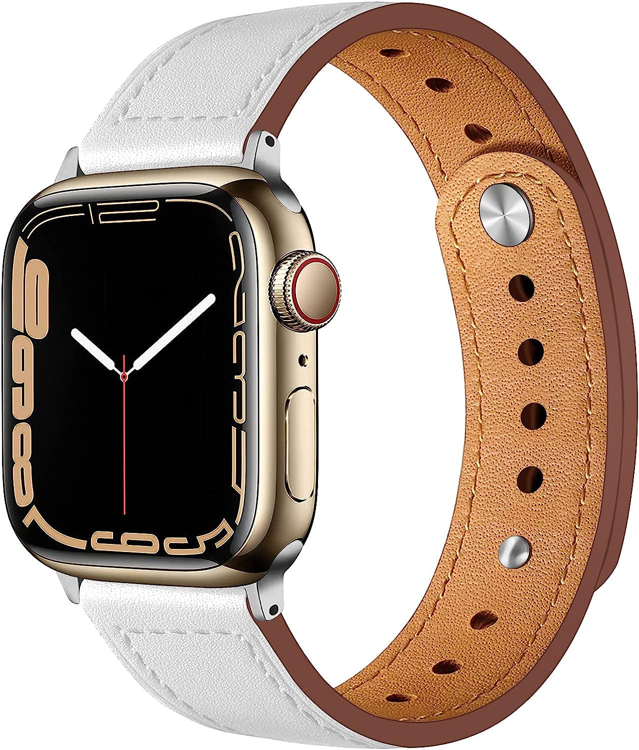 Leather Band Compatible for Apple Watch Band 49Mm 45Mm 41Mm 40Mm 44Mm 38Mm 42Mm,Chic Leather Strap for Iwatch Series Ultra/8/7/Se/6/5/4/3/2/1 Women Men Bracelet Replacement  SOLOLUP White 42/44/45/49mm 