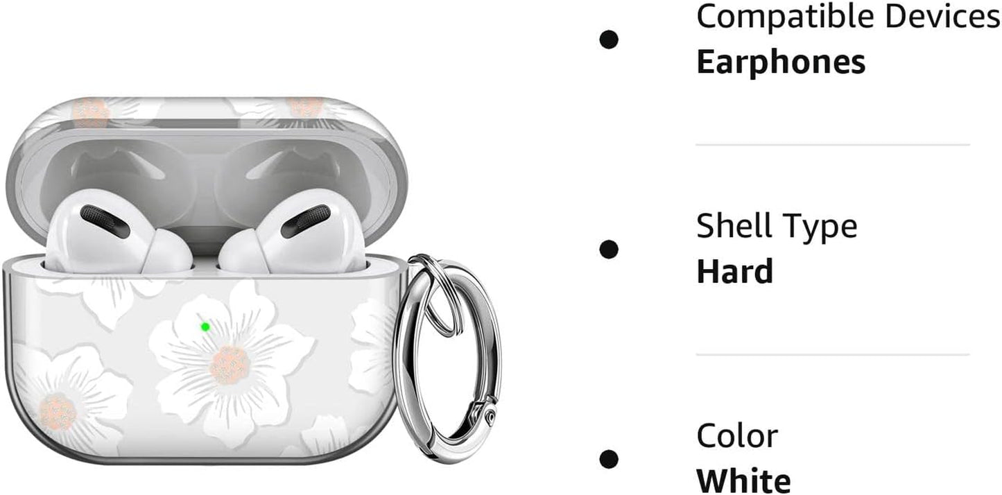 Maxjoy for Airpods Pro Case Cover, Clear Flower Pro Case for Women Men Cute Soft Protective Floral Ipod Pro Case with Keychain Clip for Airpods Pro Charging Case 2019, Transparent  Maxjoy   