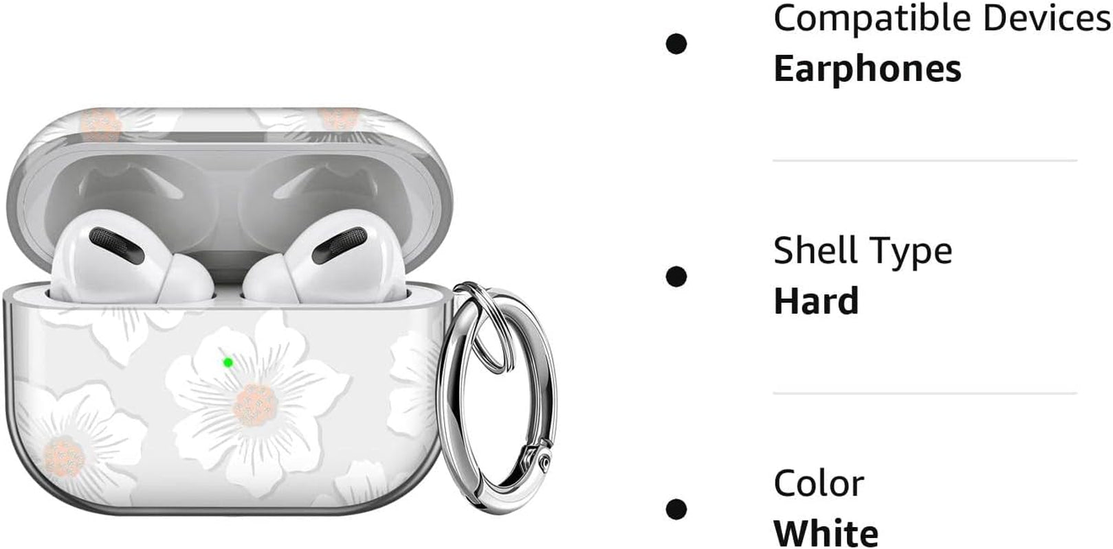 Maxjoy for Airpods Pro Case Cover, Clear Flower Pro Case for Women Men Cute Soft Protective Floral Ipod Pro Case with Keychain Clip for Airpods Pro Charging Case 2019, Transparent  Maxjoy   