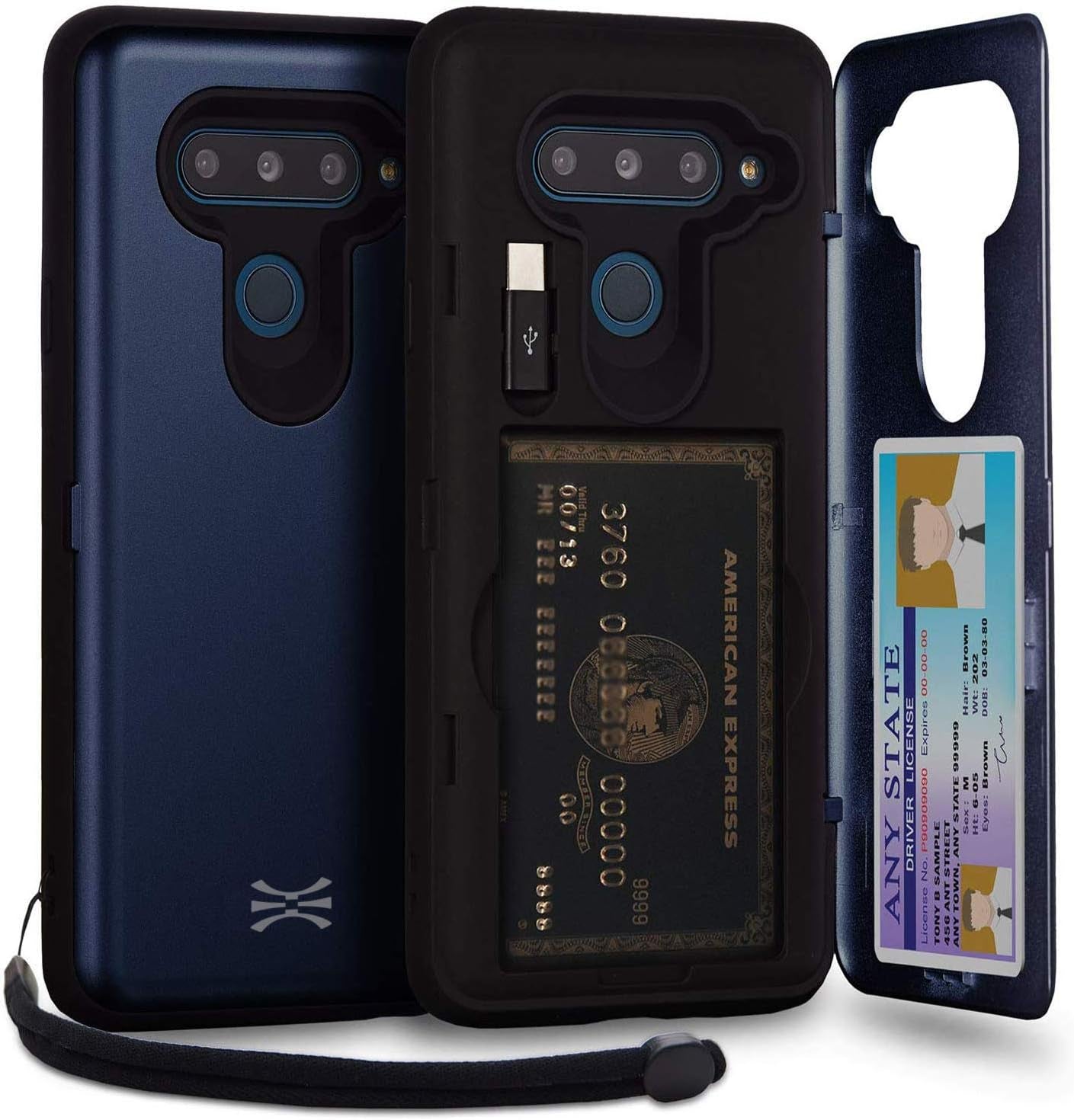 TORU CX PRO Case for LG V40 Thinq, with Card Holder | Slim Protective Cover with Hidden Credit Cards Wallet Flip Slot Compartment Kickstand | Include Mirror, Strap, USB Adapter - Purple  iMODE Blue  