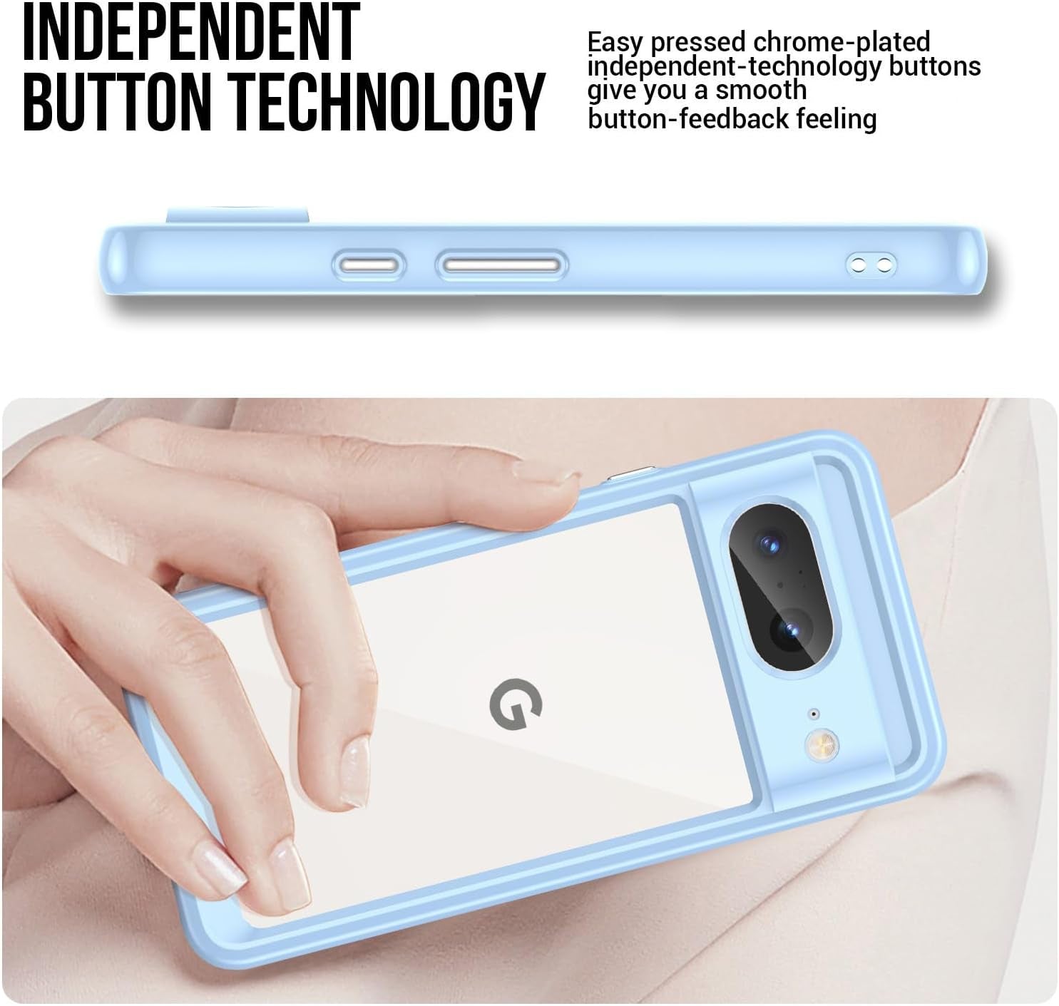 Guarishel for Google Pixel 8 Phone Case: [Built-In 4 Airbags][Not-Yellowing] Military-Grade Shockproof Protective Phone Case for Google Pixel 8, Blue  Guarishel   