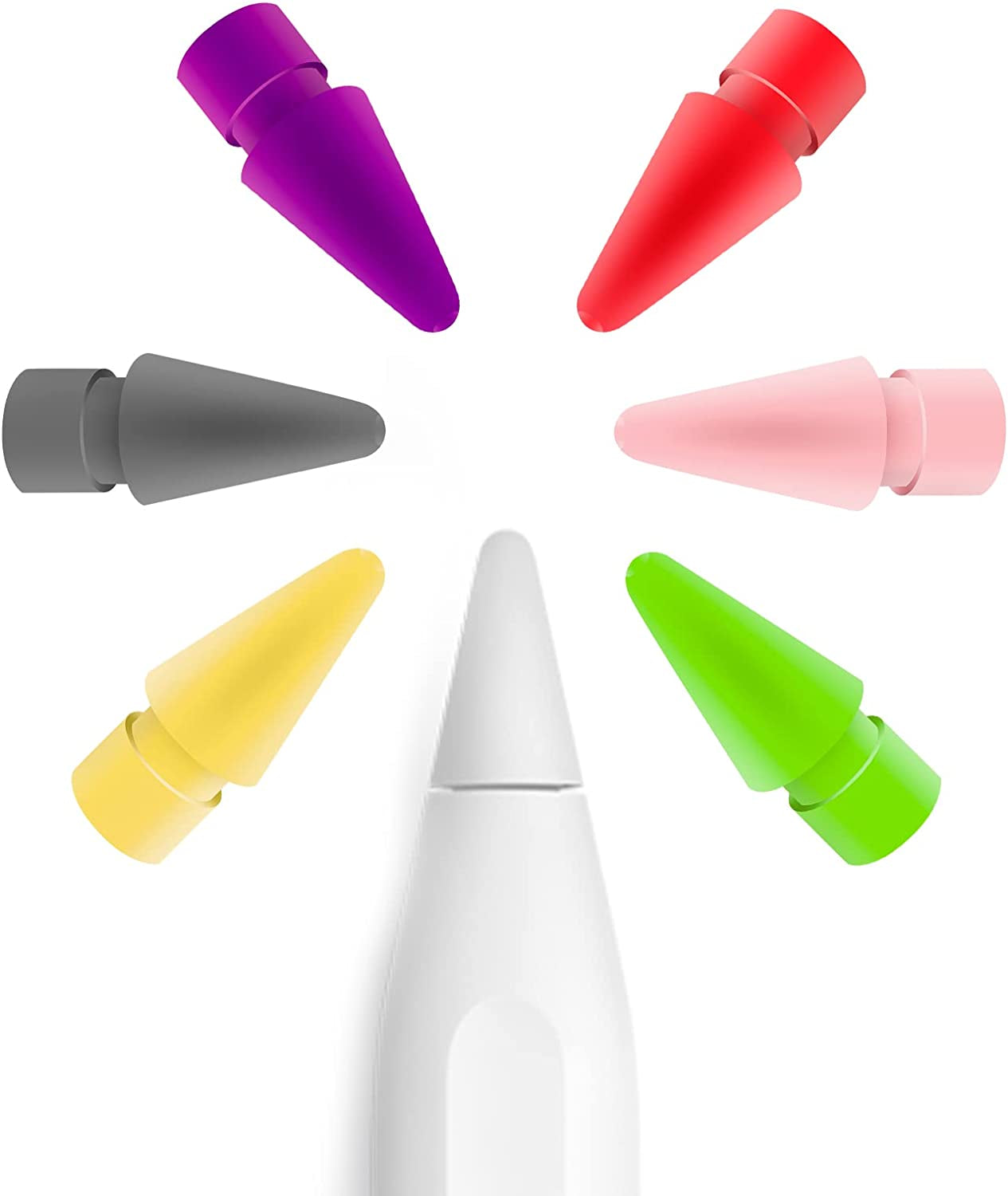 WONLEED 6PCS Premium Pencil Tips for Apple Pencil 2Nd Generation Ipad Pro Pencil, 6 Color Ipencil Nib Compatible with Ipad Apple Pencil 2 Gen / 1 St, Red/Yellow/Purple/Pink/Cyan/Gray (Colorful)  WONLEED   