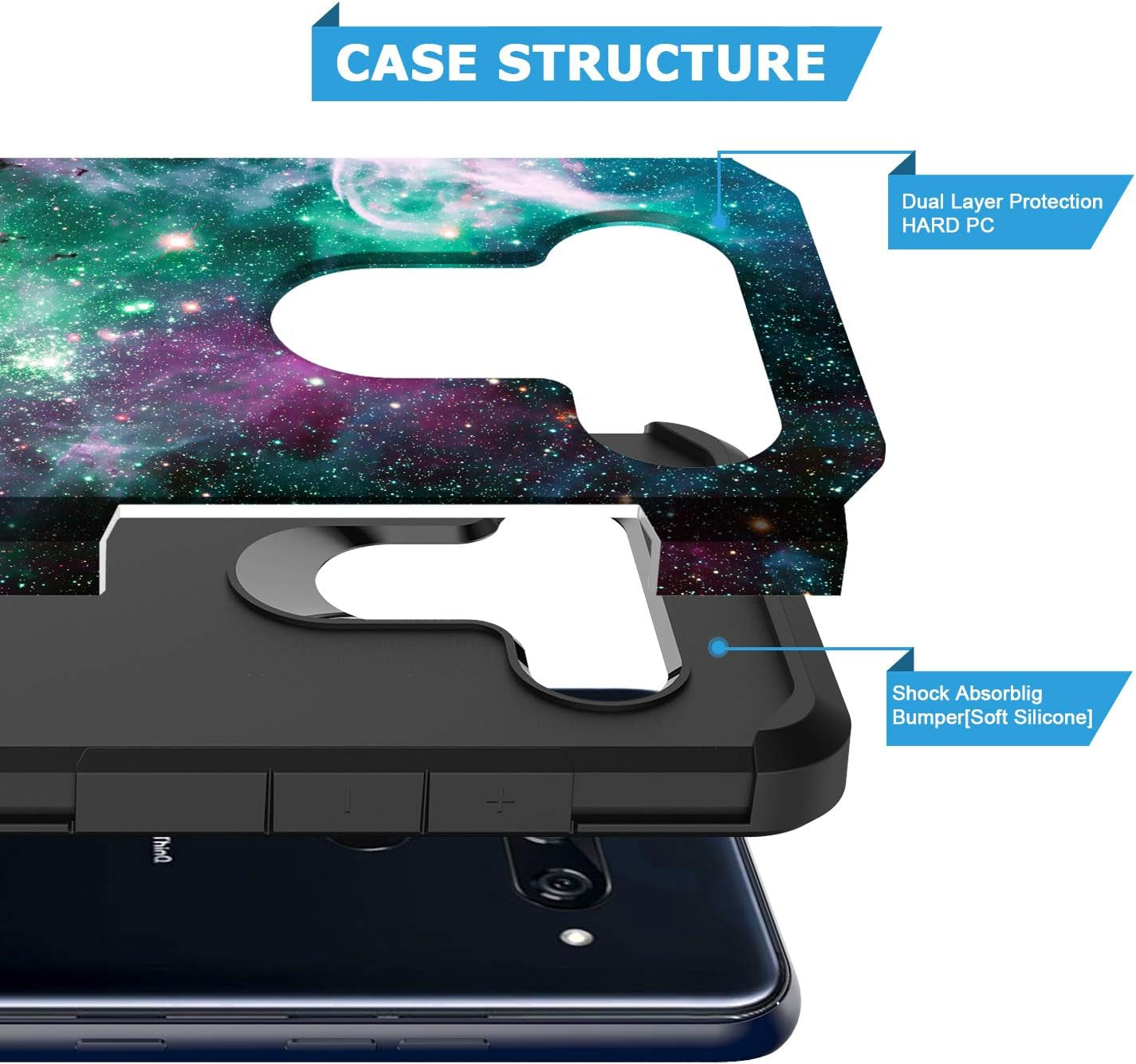 GORGCASE Phone Case Compatible for LG V40 THINQ CASE with Screen Protector,Slim Cute PC TPU Shock-Proof Dual Layer Bumper Girls Women Armor Drop Protection Protective Cover LG V40 Galaxy Star  GORGCASE   