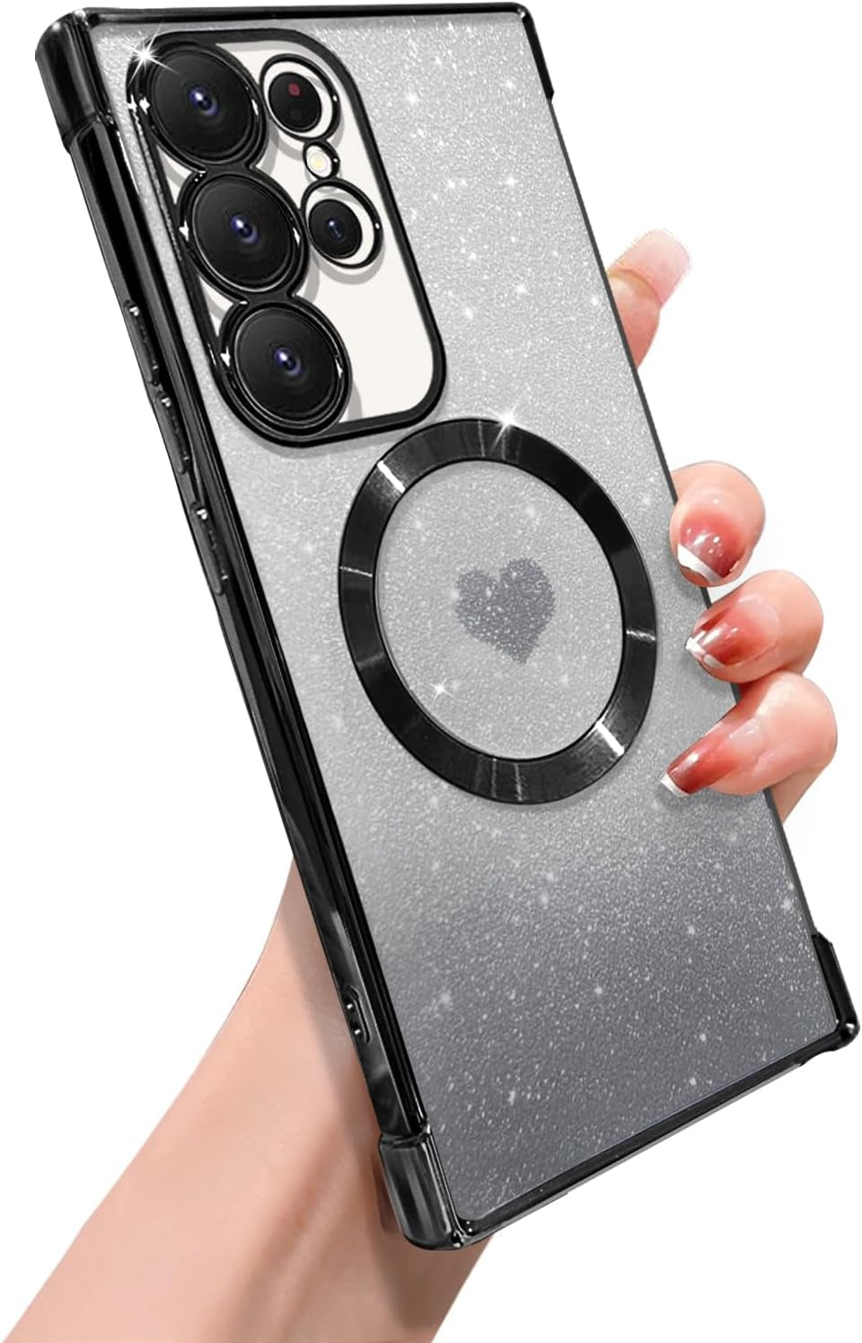 ZONRW for Samsung Galaxy S22 plus Case Magnetic,For Women Girl Soft Luxury Plating Bling Gradient Glitter Cute Heart Compatible with Magsafe,With Camera Lens Protection Clear Phone Cover 6.6”-Blue  ZONRW Black Samsung Galaxy S23 Ultra 