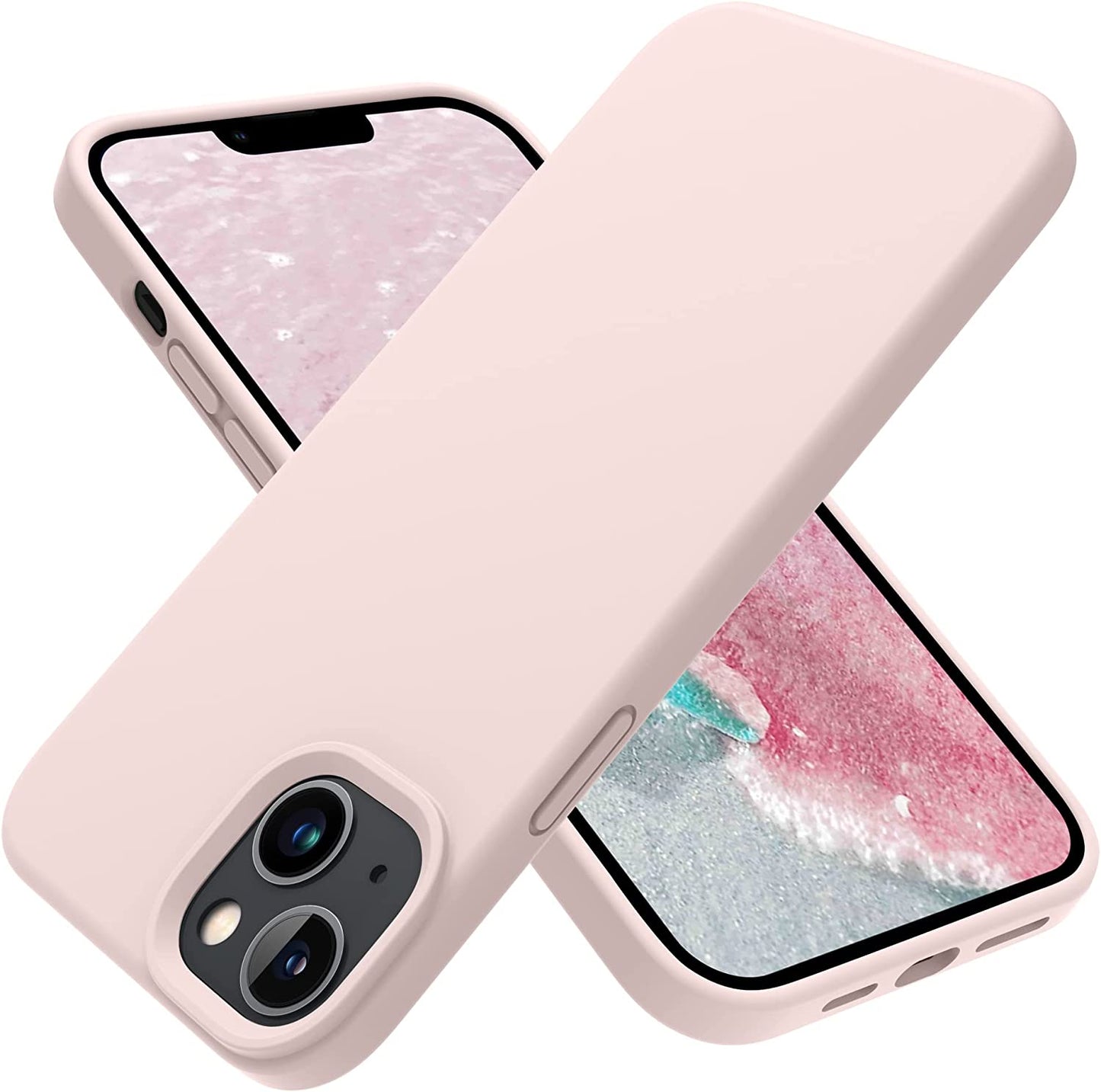 OTOFLY Designed for Iphone 14 plus Case, Silicone Shockproof Slim Thin Phone Case for Iphone 14 plus 6.7 Inch （Black）  OTOFLY Direct Chalk Pink  