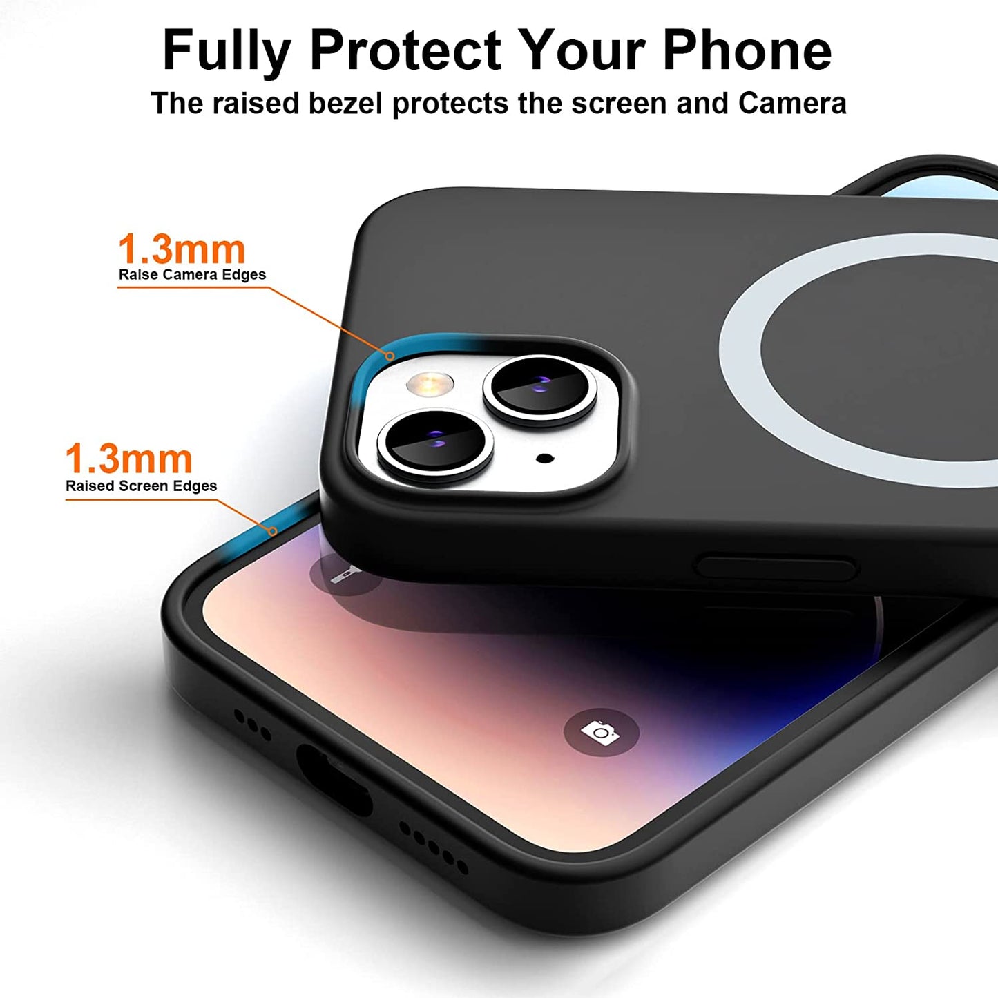 Zapica Liquid Silicone Magnetic for Iphone 14 Case, [Compatible with Magsafe] [With 2 Pack Glass Screen Protector] Anti-Scratch, Shockproof, Slim Soft Phone Case for Iphone 14, 6.1 Inch (Black)  zapica   