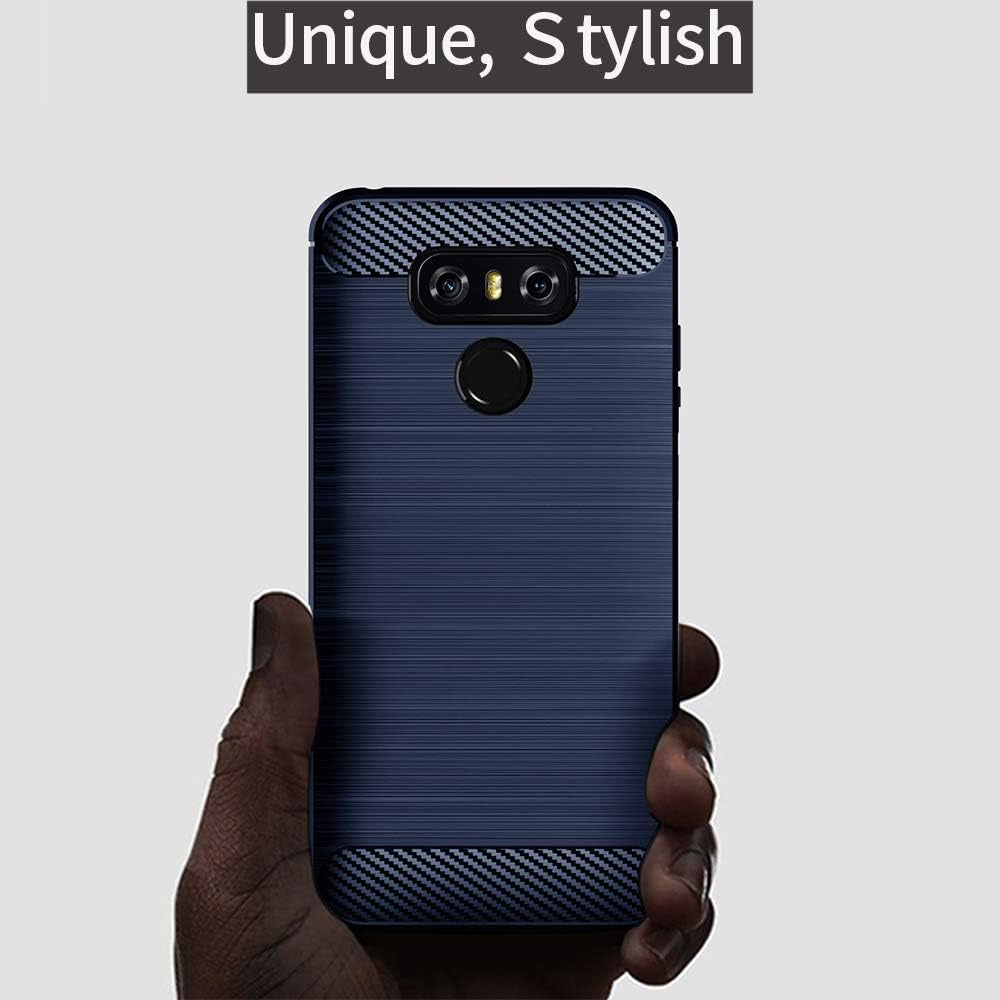 SNOSHO for LG G6 plus Phone Case,Slim Thin Silicone Soft Skin Flexible TPU Lightweight Gel Rubber Carbon Fiber Anti-Scratch Shockproof Protective Cases Cover for LG G6,Brushed Blue  SNOSHO   