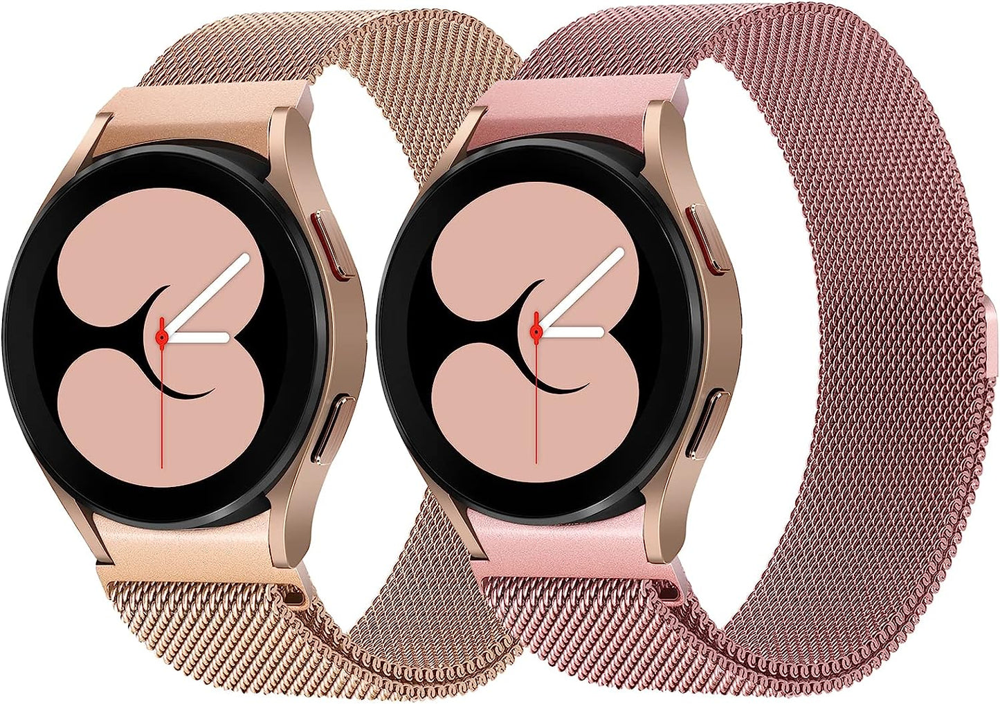 2 Packs No Gap Metal Bands Compatible with Samsung Galaxy Watch 5/Watch 5 Pro/Galaxy Watch 4 40Mm 44Mm/Galaxy Watch 4 Classic 42Mm 44Mm, Milanese Stainless Magnetic Strap for Men Women  HPJK RoseGold/RosePink for Galaxy Watch 5 / 4 