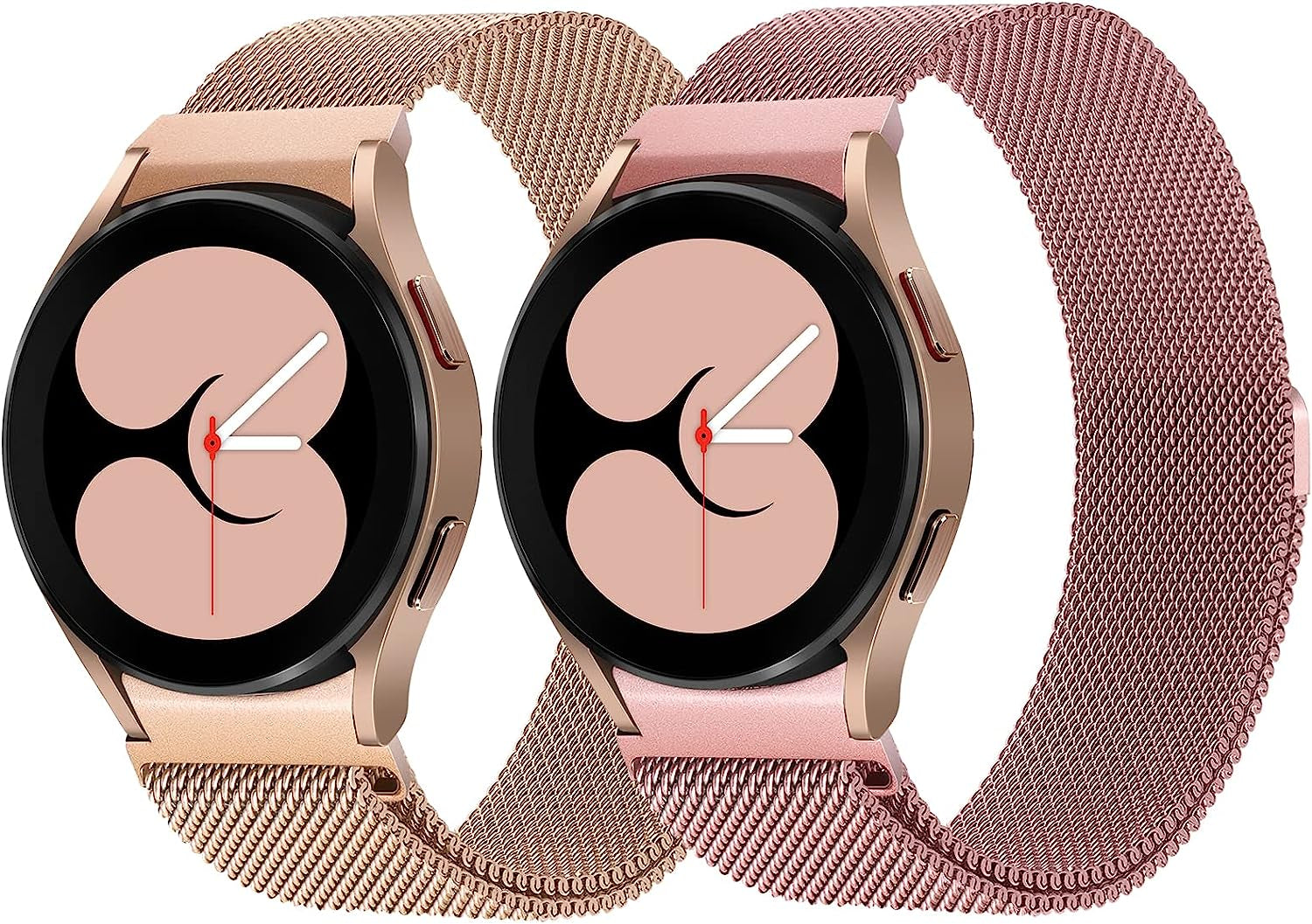 2 Packs No Gap Metal Bands Compatible with Samsung Galaxy Watch 5/Watch 5 Pro/Galaxy Watch 4 40Mm 44Mm/Galaxy Watch 4 Classic 42Mm 44Mm, Milanese Stainless Magnetic Strap for Men Women  HPJK RoseGold/RosePink for Galaxy Watch 5 / 4 