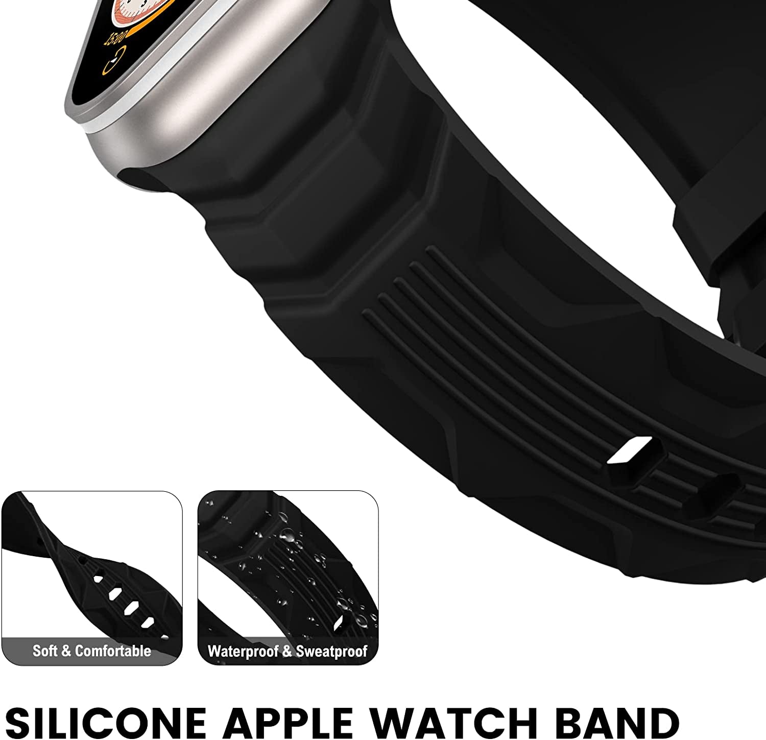 Bandiction Sport Band Compatible with Apple Watch Ultra Band 49Mm 45Mm 44Mm 42Mm, Soft Silicone Replacement Strap for Iwatch Series 8/7/6/5/4/3/2/1/Se/Ultra, Designed for Men  Bandiction   