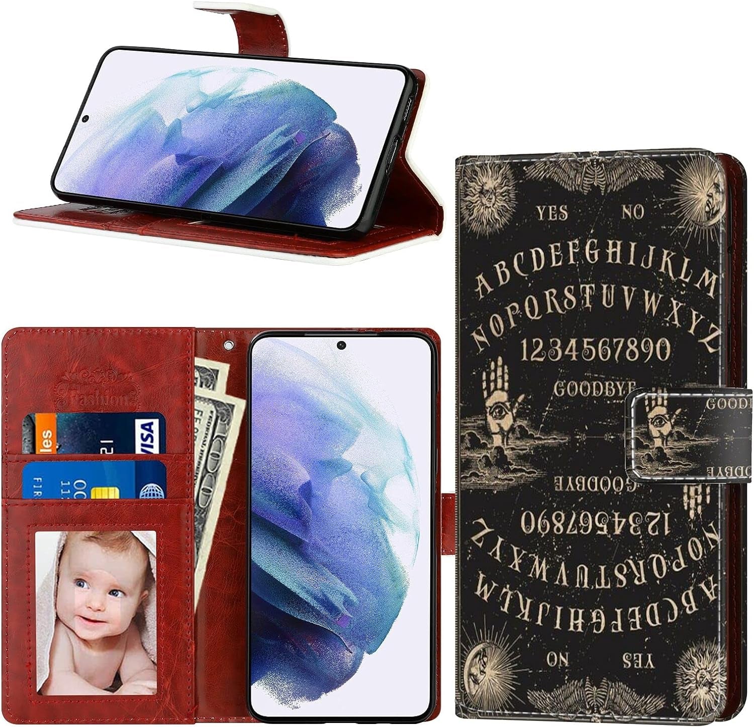 For LG G8 Thinq, Wallet Case Dragonfly Butterfly Phone Case Fit LG G8 Thinq 6.1 Inch Soft PU Leather Shockproof Flip Cover Card Slot with Wristbands for Women  Daobubu Ouija Lg G8 Thinq 