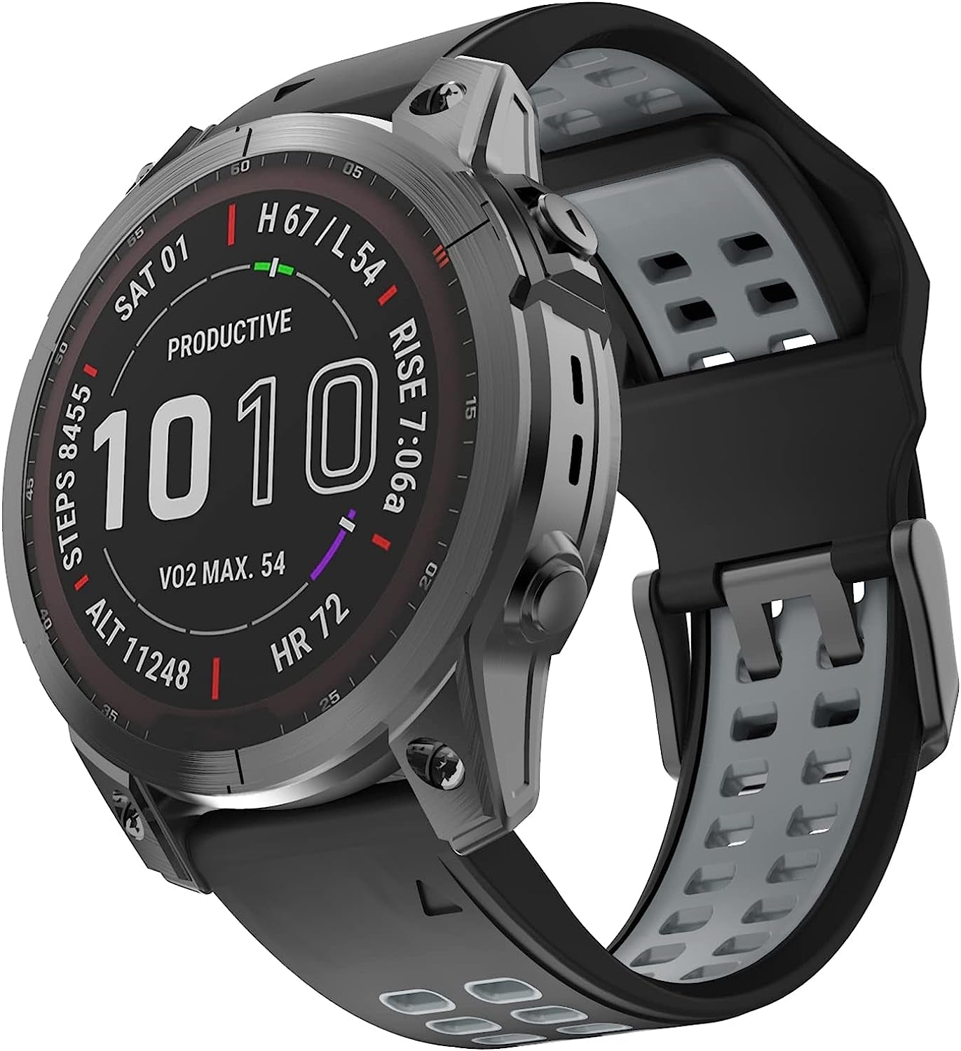 Isabake Compatible with Fenix 7 Band 22Mm Easy-Fit Silicone Watch Strap Replacement for Fenix 5/Fenix 5 Plus/Fenix 6/Fenix 6 Pro/ Forerunner 935/Forerunner 945/Approach S60/Quatix 5  Isabake Black-Grey 22MM 