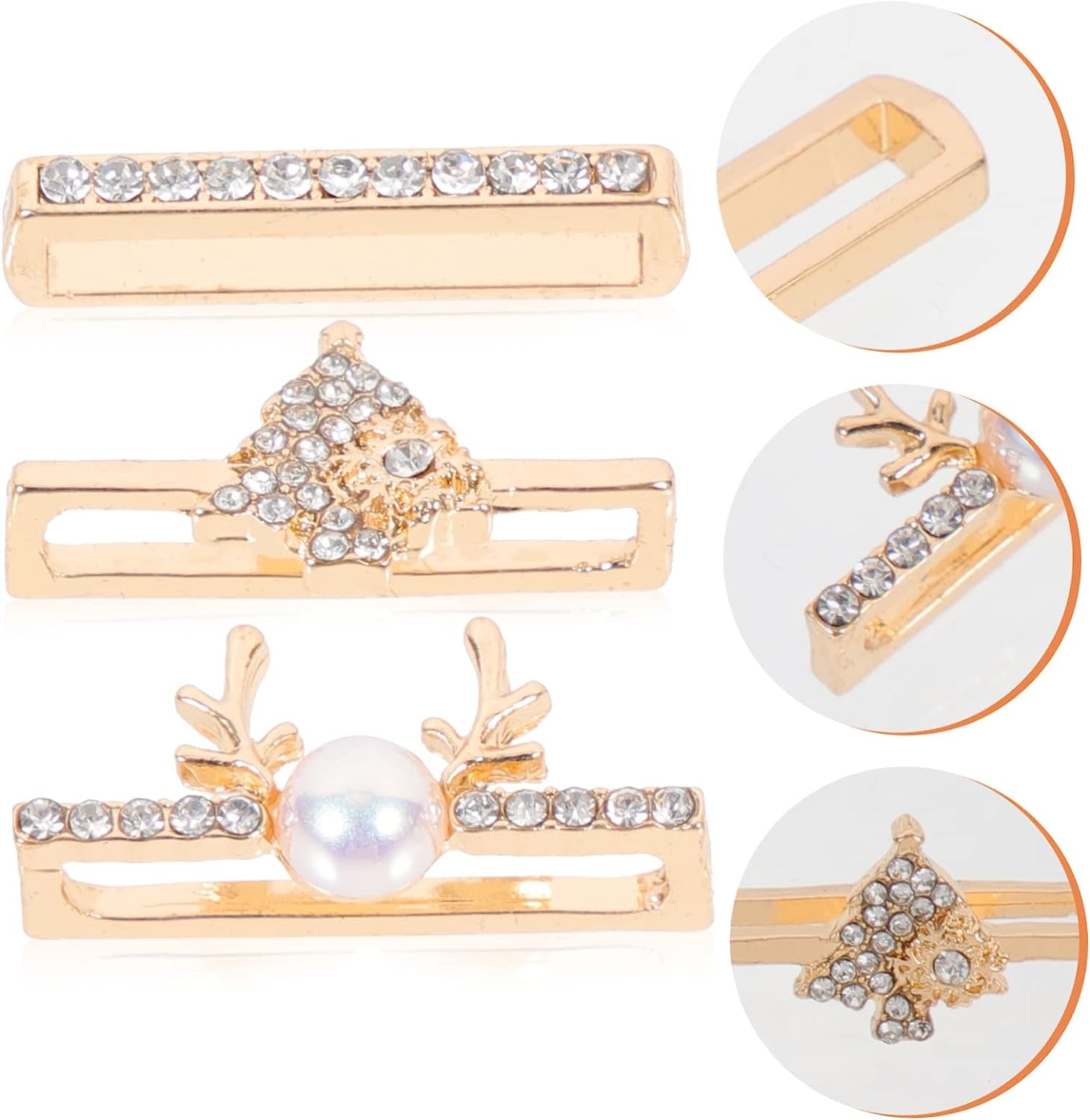 Mikikit 12 Pcs Compatible Loops Themed Anti-Slip Rhinestones Exquisite Decorations Charms Delicate Ornament with Watch Decors Design Smartwatch Accessories Band Christmas Golden Strap  Mikikit   