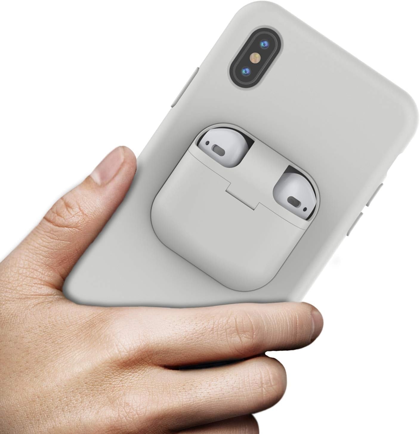 Punkcase Iphone Xs Max Airpods Case Holder (Centerpods Series) | Slim & Durable 2 in 1 Cover Designed for Iphone Xs Max (6.5") | Protects Your Phone & Stores Your Airpods Gen. 1 & 2 [White]  punkcase   