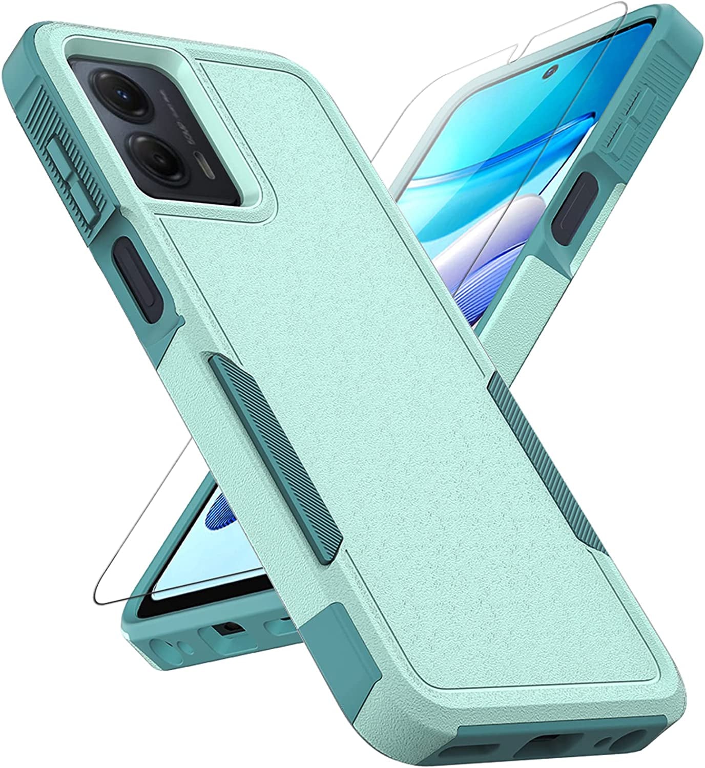 For Moto G 5G 2023 / Moto G Power 5G 2023 Case: Dual Layer Protective Heavy Duty Cell Phone Cover Shockproof Rugged with Screen Protector - Military Protection - Motorola Moto G 5G 2023, Red  Jinxian Co., Ltd. Mint Green (Pc) + Mint Green (Tpu)  