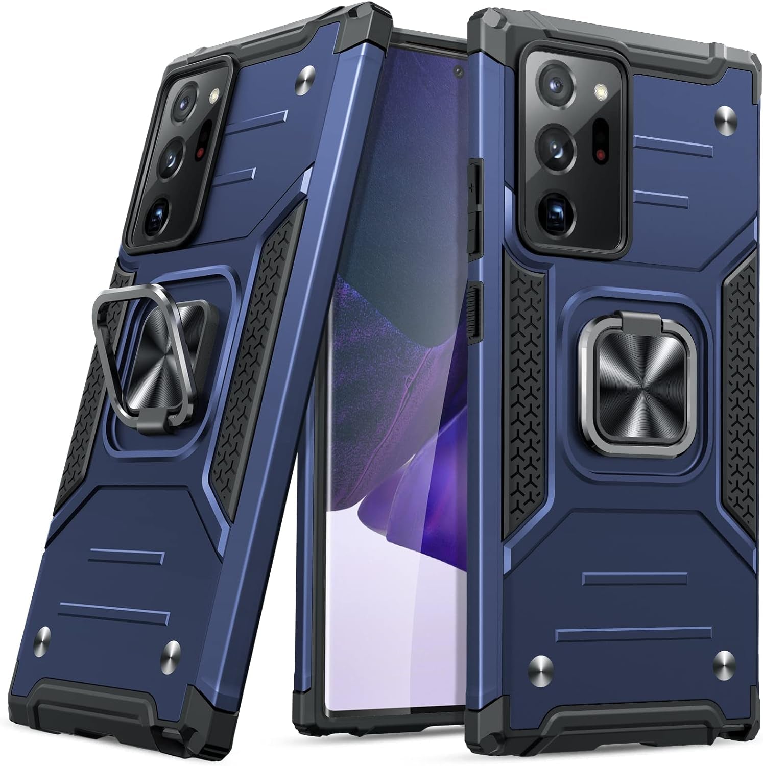 JAME for Samsung Galaxy Note 20 Ultra Case, Military-Grade Drop Protective Phone Case Cover for Note 20 Ultra, with Metal Ring Holder Kickstand for Galaxy Note 20 Ultra Case, Red  JAME Blue  