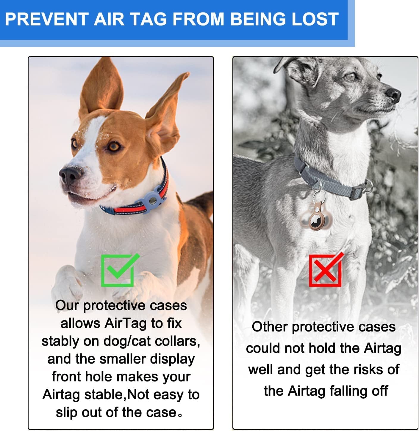 Dog Collar Holder for Air Tag [2 Pack], Bencube Dog Collar Cover,Silicone GPS Tracking Accessories Blue  bencube   