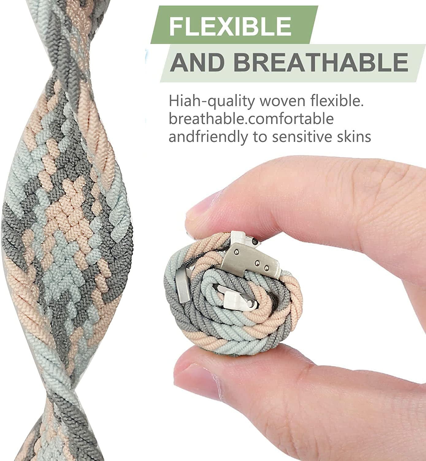 Krudary Nylon Elastic Watch Bands Compatible with Garmin Venu/Venu Sq, 20Mm Adjustable Fabric Breathable Soft Stretch Bracelet Strap for Garmin Vivoactive 3, Vivomove Hr/Style/Luxe  Krudary   