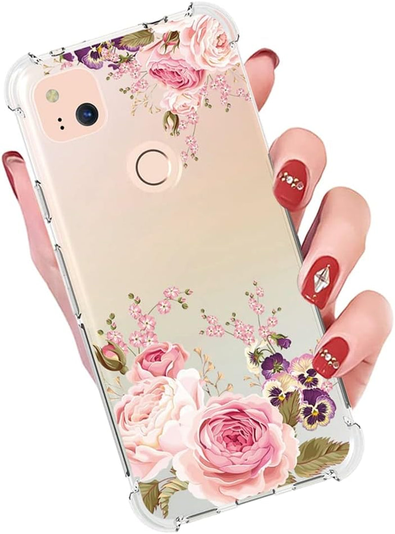 Yerebel Case for Google Pixel 4A (Not Fit Pixel 4A 5G) G025J, GA02099 Cute Case, Clear Flexible Bumper TPU Soft Rubber Silicone Cover Phone Case for Google Pixel 4A (Roseflower)  Yerebel   