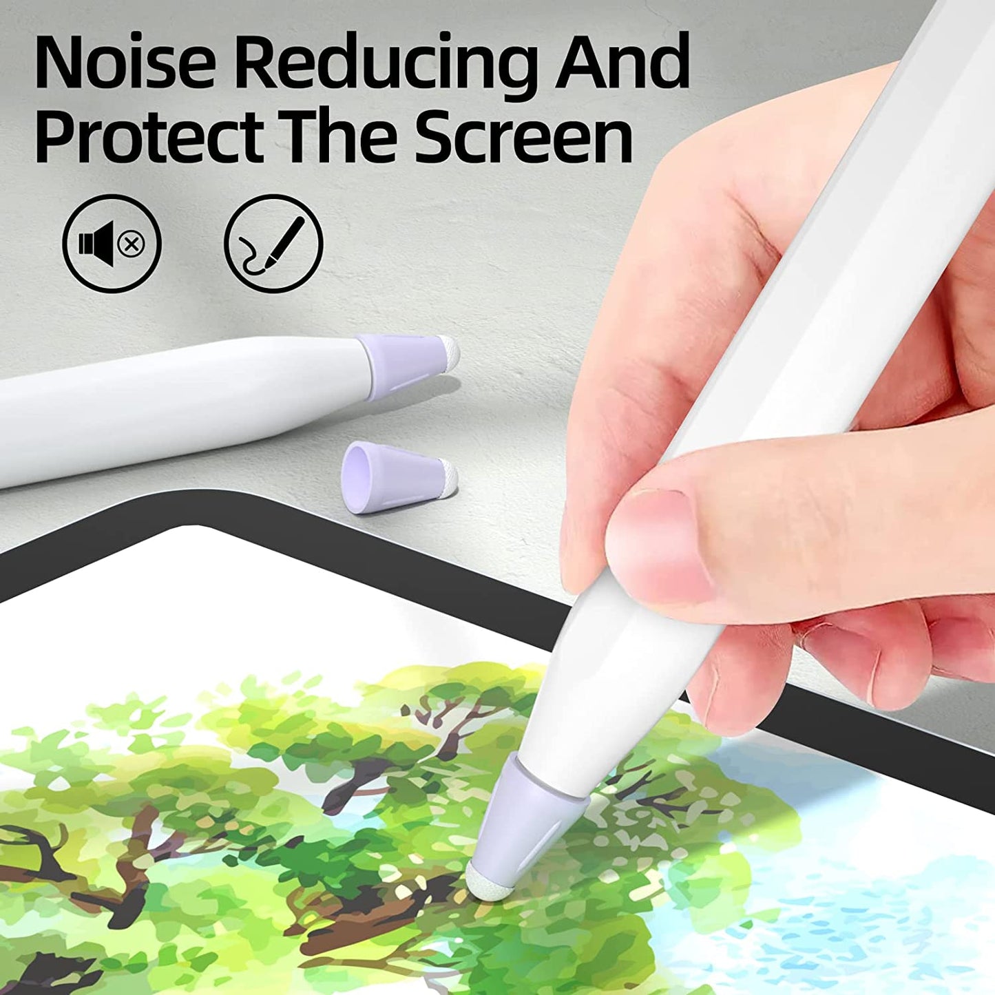 Joosko Compatible with Apple Pencil Tips Cover Case, Silicone Fber Nib Case [10 Pack] , Noiseless Non-Slip Silicone Fiber Nib Cap Case for Apple Pencil 2 Generation /1St Gen. (Lavender Purple)  JOOSKO   