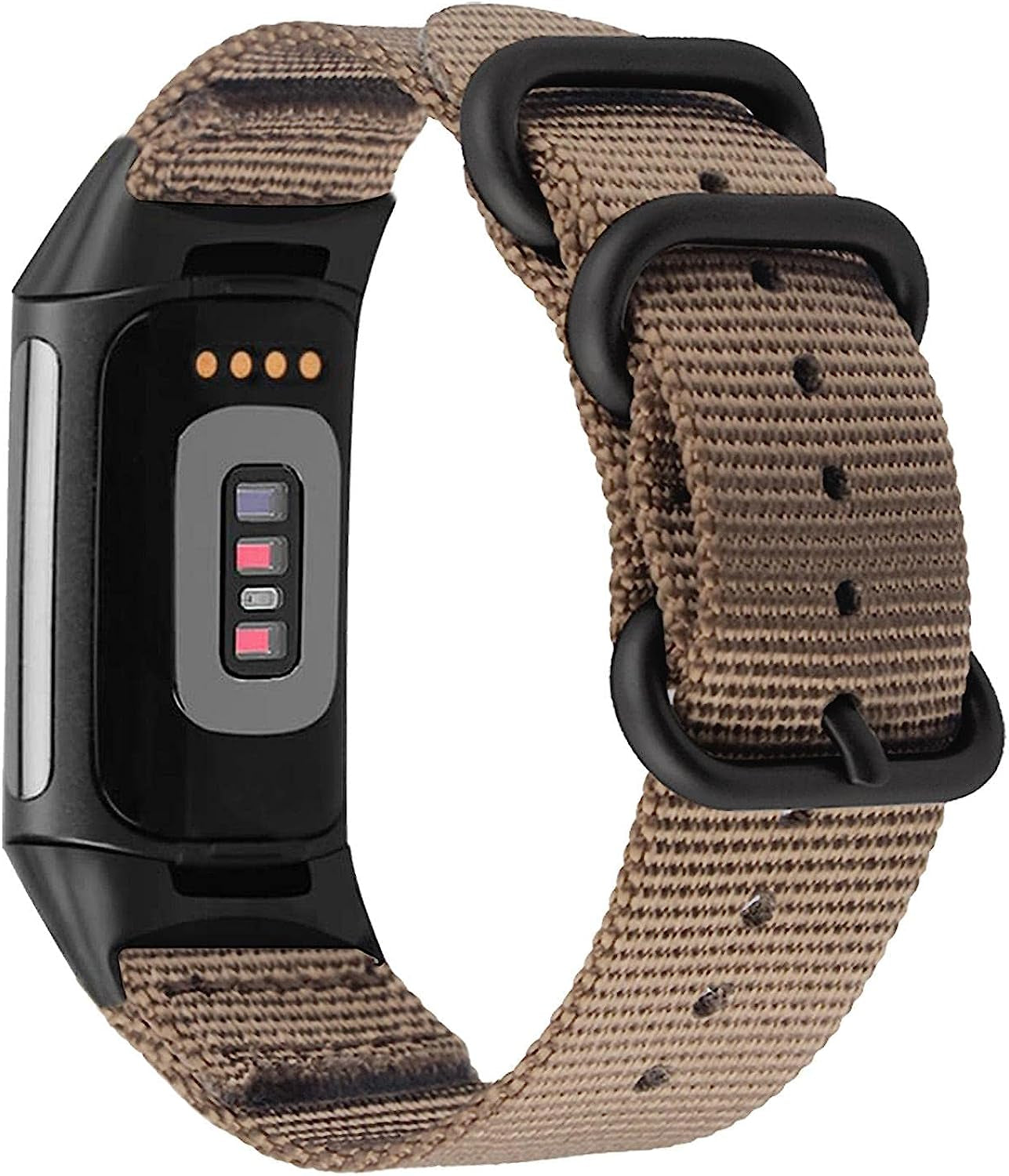 Abanen Nylon Bands for Fitbit Charge 5, Woven Nylon Quick Dry Band Wrist Strap with Stainless Steel Ring Clasp Adjustable Compatible with Fitbit Charge 5 for Men and Women  Abanen Tan  
