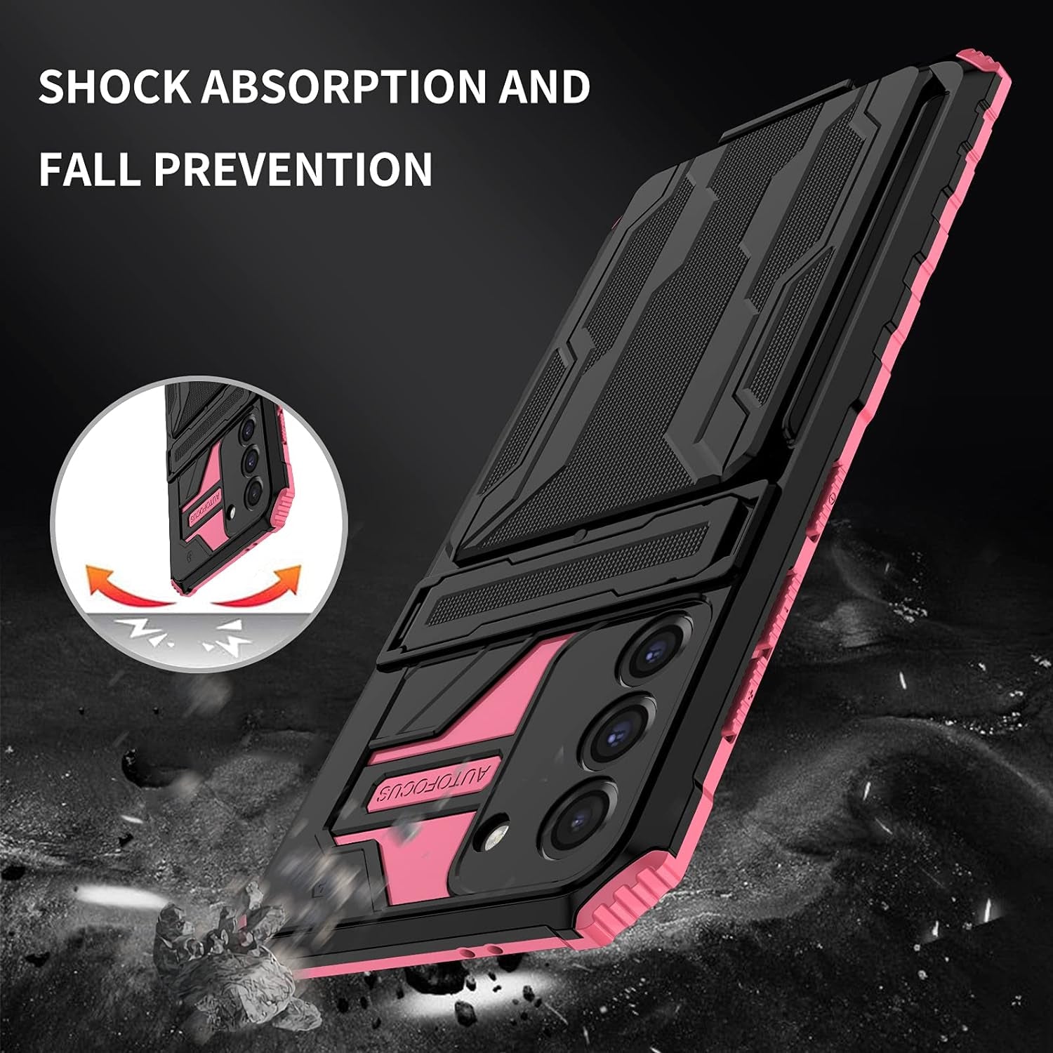 Asuwish Phone Case for Samsung Galaxy S21 plus Glaxay S21+ 5G with Tempered Glass Screen Protector Cover and Card Holder Stand Cell Accessories Gaxaly S21+5G S21Plus 21S + S 21 21+ G5 Women Men Pink  Asuwish   
