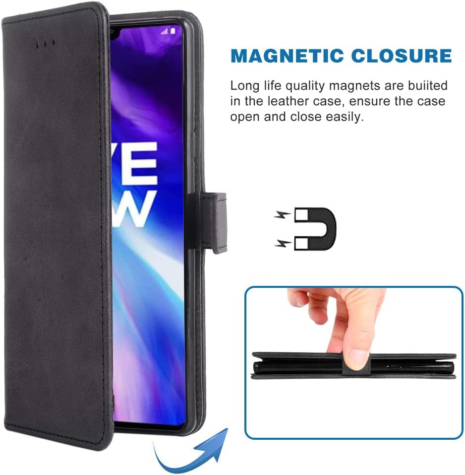 Phone Case for LG V40 Thinq Folio Flip Wallet Case,Pu Leather Credit Card Holder Slots Full Body Protection Kickstand Hard Hybrid Protective Phone Cover for LGV40 Storm V 40 Thin Q V40Thinq Black  Asuwish   