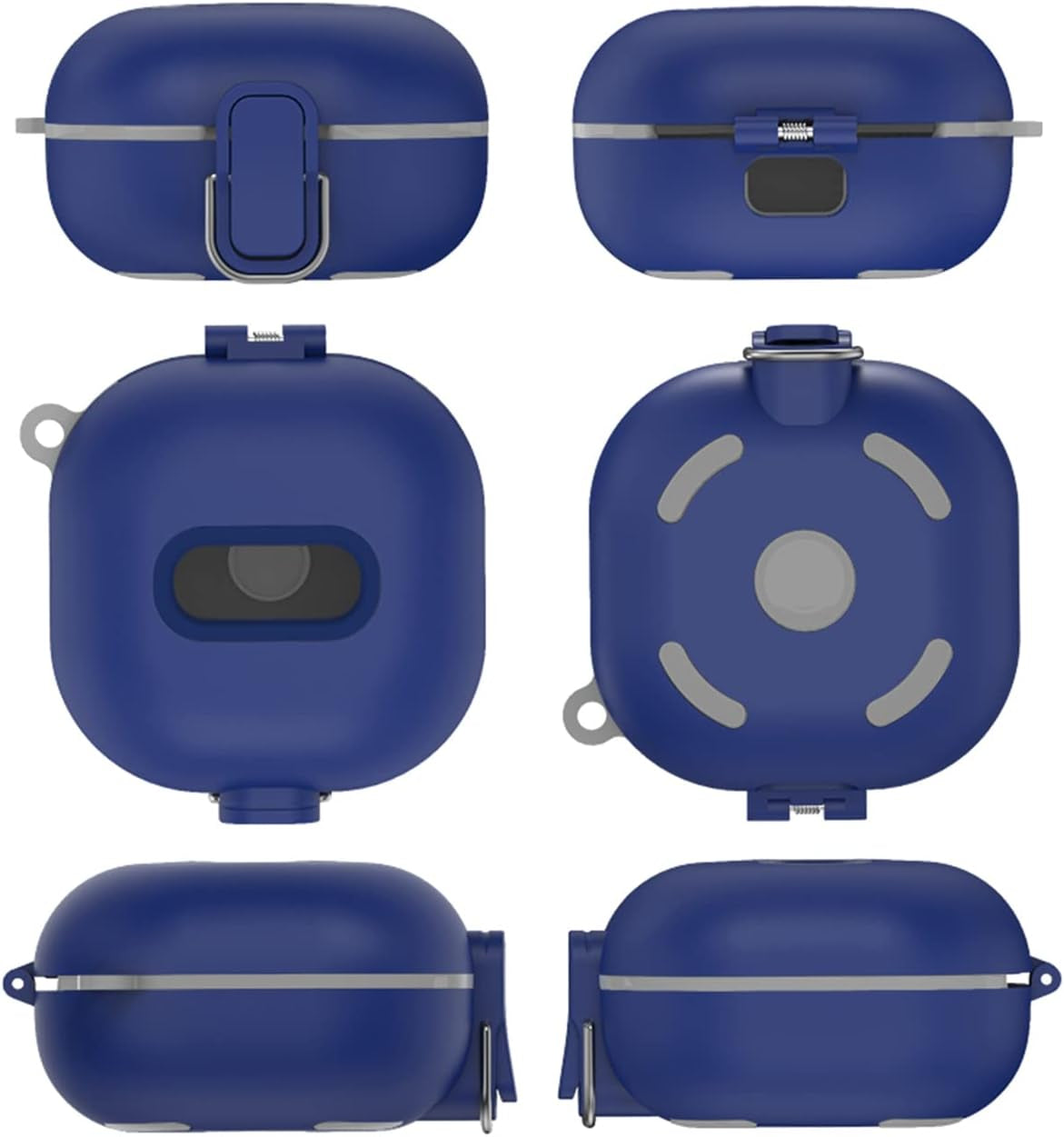 [Upgrade Secure Lock] Case for Samsung Galaxy Buds 2 Pro/Galaxy Buds 2/Galaxy Buds Pro/Galaxy Buds Live, Shock-Absorbing Protective Armor Cover TPU Hard Shell with Carabiner & Lanyard(Blue)  VAEKNVG   