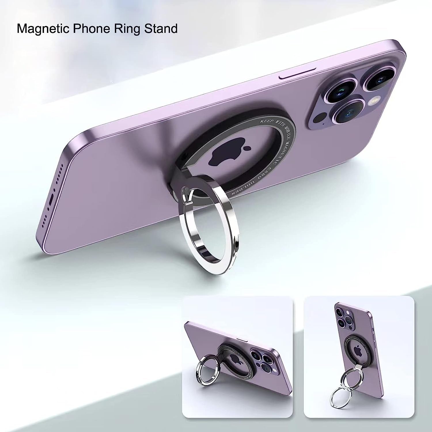 Apqdw Compatible with Magsafe Phone Ring Holder, Magnetic Ring Phone Holder Grip Kickstand for Iphone 14 13 12 Series, Phone Finger Ring for Iphone Masafe Accessories (Black)  Amber Tech   