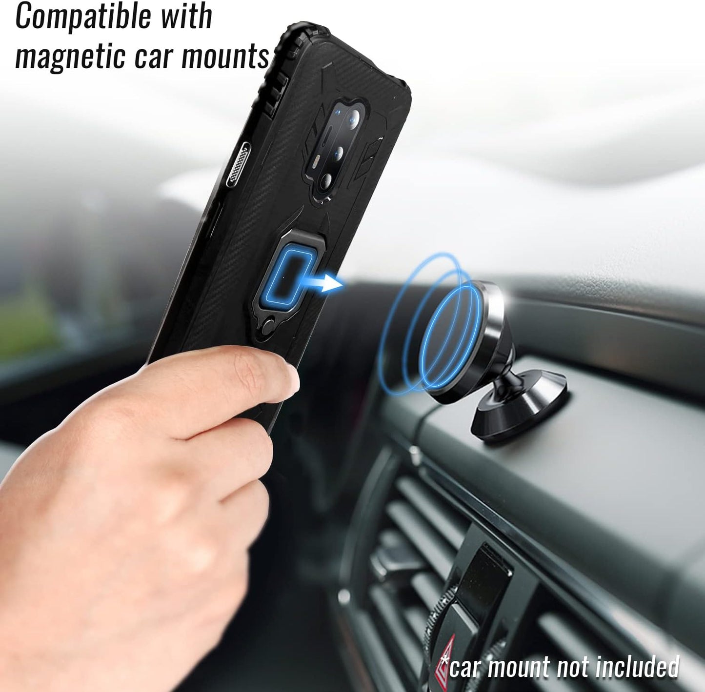 Oneplus 8 Pro Case, 1+8 Pro Case with Kickstand, | 10Ft. Drop Tested | Carbon Case | Ultra Slim | Lightweight | Scratch Resistant | Shockproof Rugged Protective Cover for Oneplus 8 Pro -Black  Shields Up inc   