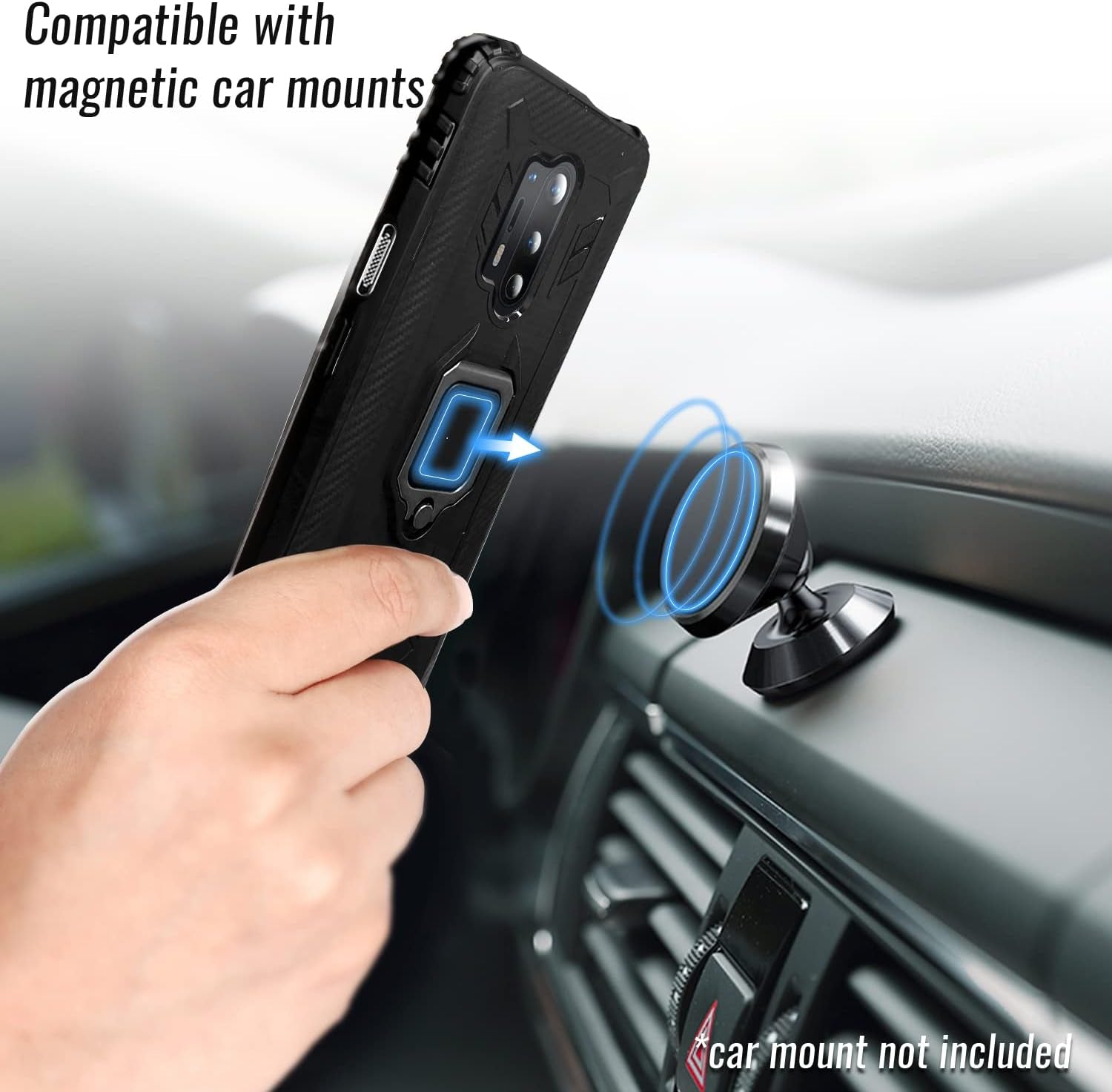 Oneplus 8 Pro Case, 1+8 Pro Case with Kickstand, | 10Ft. Drop Tested | Carbon Case | Ultra Slim | Lightweight | Scratch Resistant | Shockproof Rugged Protective Cover for Oneplus 8 Pro -Black  Shields Up inc   