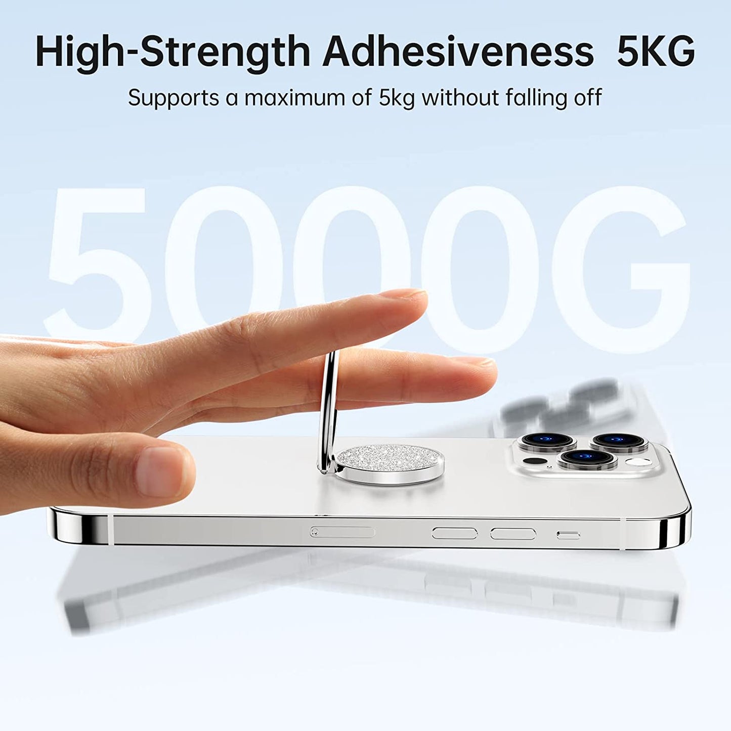 Syncwire Cell Phone Ring Holder Stand, Bling Bling Finger Ring Kickstand 360° Rotation Sparkle Phone Grip for Magnetic Car Mount Compatible with Iphone,Samsung,Pixel, All Smartphones - Glitter Silver  Syncwire   