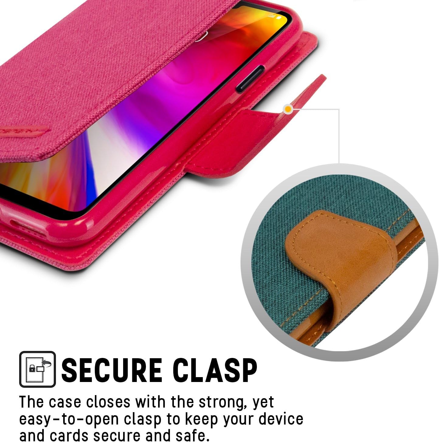 GOOSPERY Canvas Wallet for LG G7 Thinq Case (2018) Denim Stand Flip Cover (Pink) LGG7-CAN-PNK  GOOSPERY   