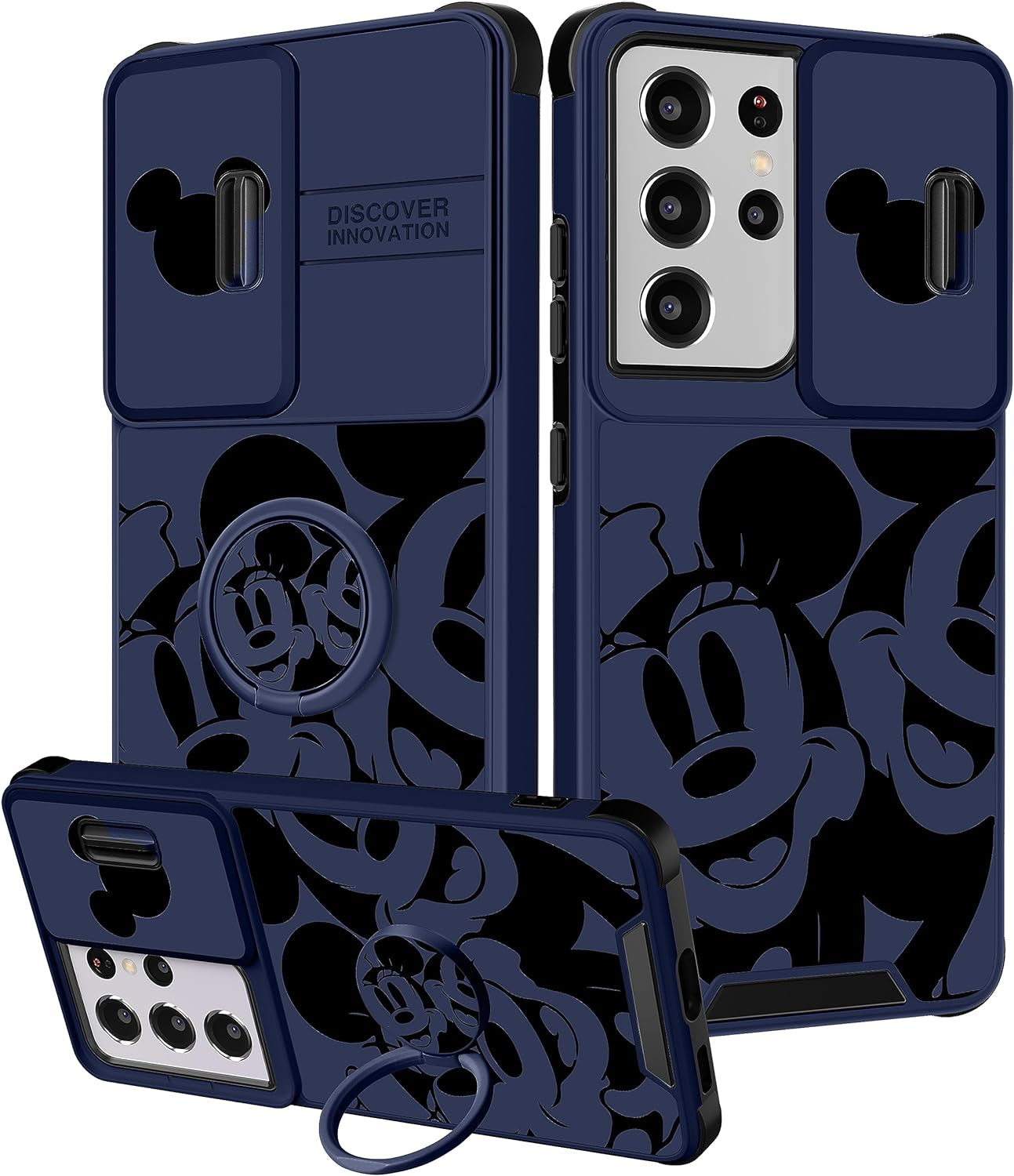 Oqpa for Samsung Galaxy S21 Ultra Case Cute Cartoon S21 Ultra 5G Case for Women Girly Girl Kawaii Funny Unique Cases with Camera Cover+Ring Holder for Galaxy S21 Ultra, Heart Skull  meitong2020 Happy Miqi  