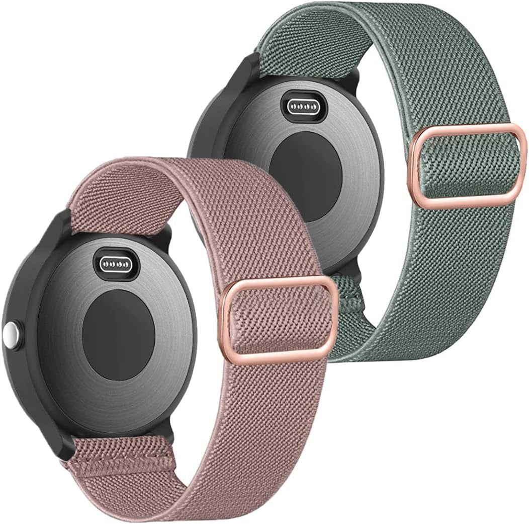 GARTOO Elastic Bands for Garmin Venu/Sq/Sq 2/Forerunner 245/645 Music Watch Bands, 20Mm Nylon Sport Wristband for Garmin Vivomove Hr/Sport,Vivoactive 3 Men Women (Black+Gray)  GARTOO Deep Green+Deep Pink  