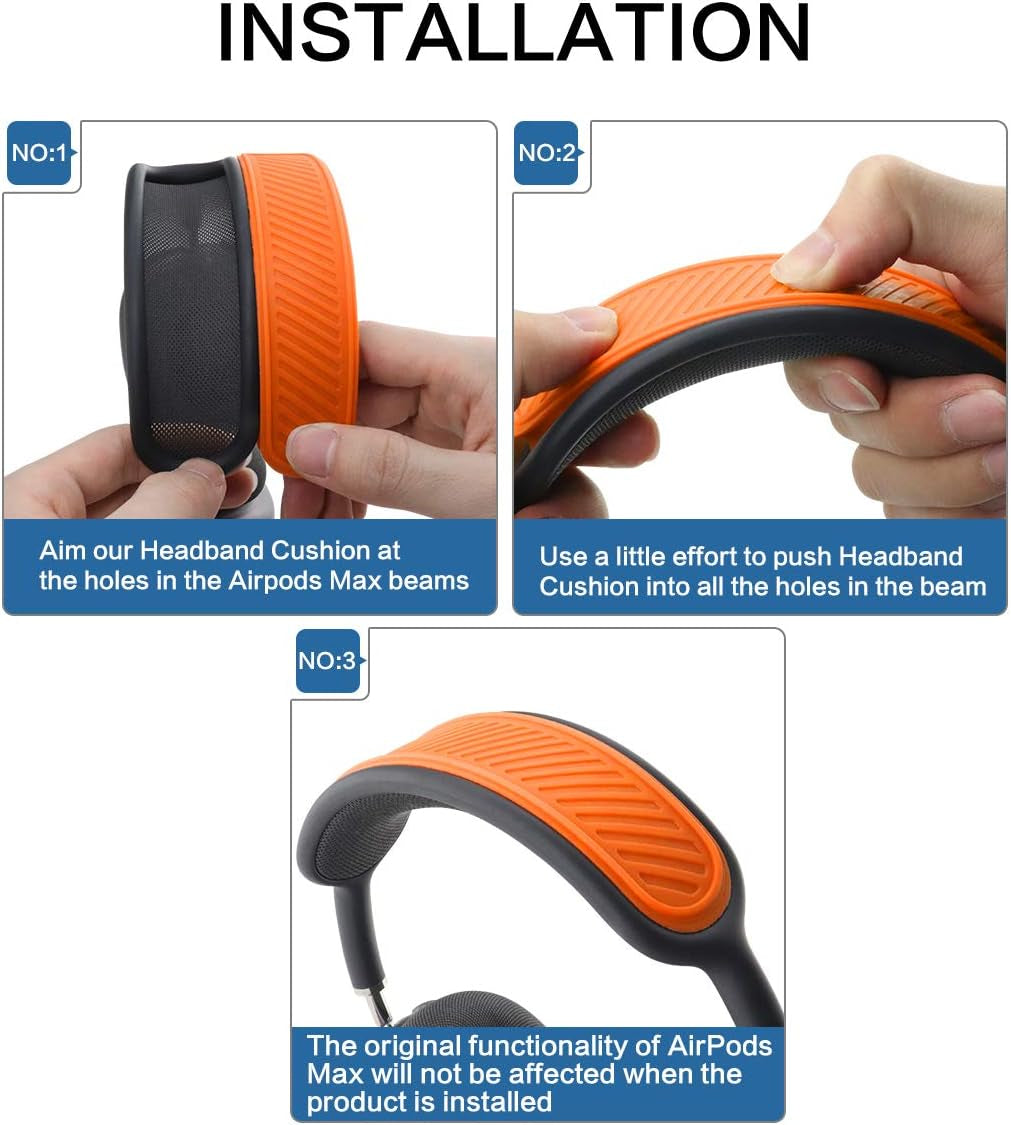 TOLUOHU Headband Cushion for Apple Airpods Max, Washable Soft Silicone Dustproof Airpods Max Headphones Accessories Compatible with Knit-Mesh Canopy(Orange)  TOLUOHU   