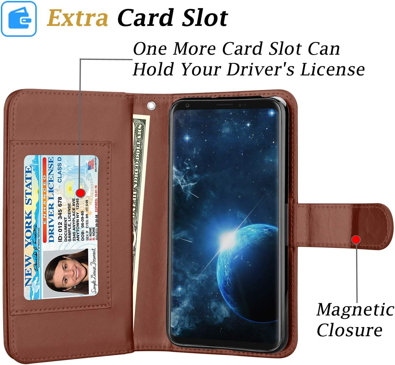 LG V35 Thinq Wallet Case, LG V30 Wallet Case, LG V30 Plus/Lg V30S Thinq/Lg V35 Case Wallet, Takfox PU Leather Folio Flip 9 Card Slots Holder with Lanyard Detachable Magnetic Wallet Case-Brown  Takfox   