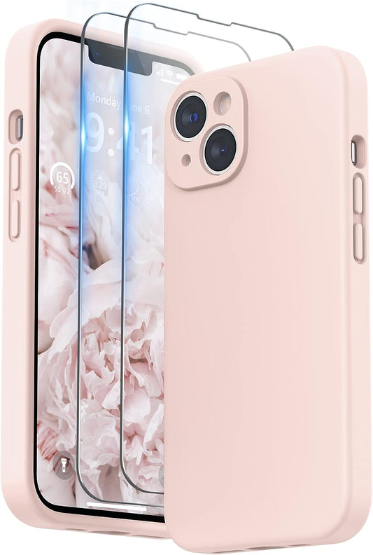 SURPHY Designed for Iphone 14 plus Case with Screen Protector and Camera Protection, Liquid Silicone Phone Case with Soft Microfiber Lining (Chalk Pink)  SURPHY   