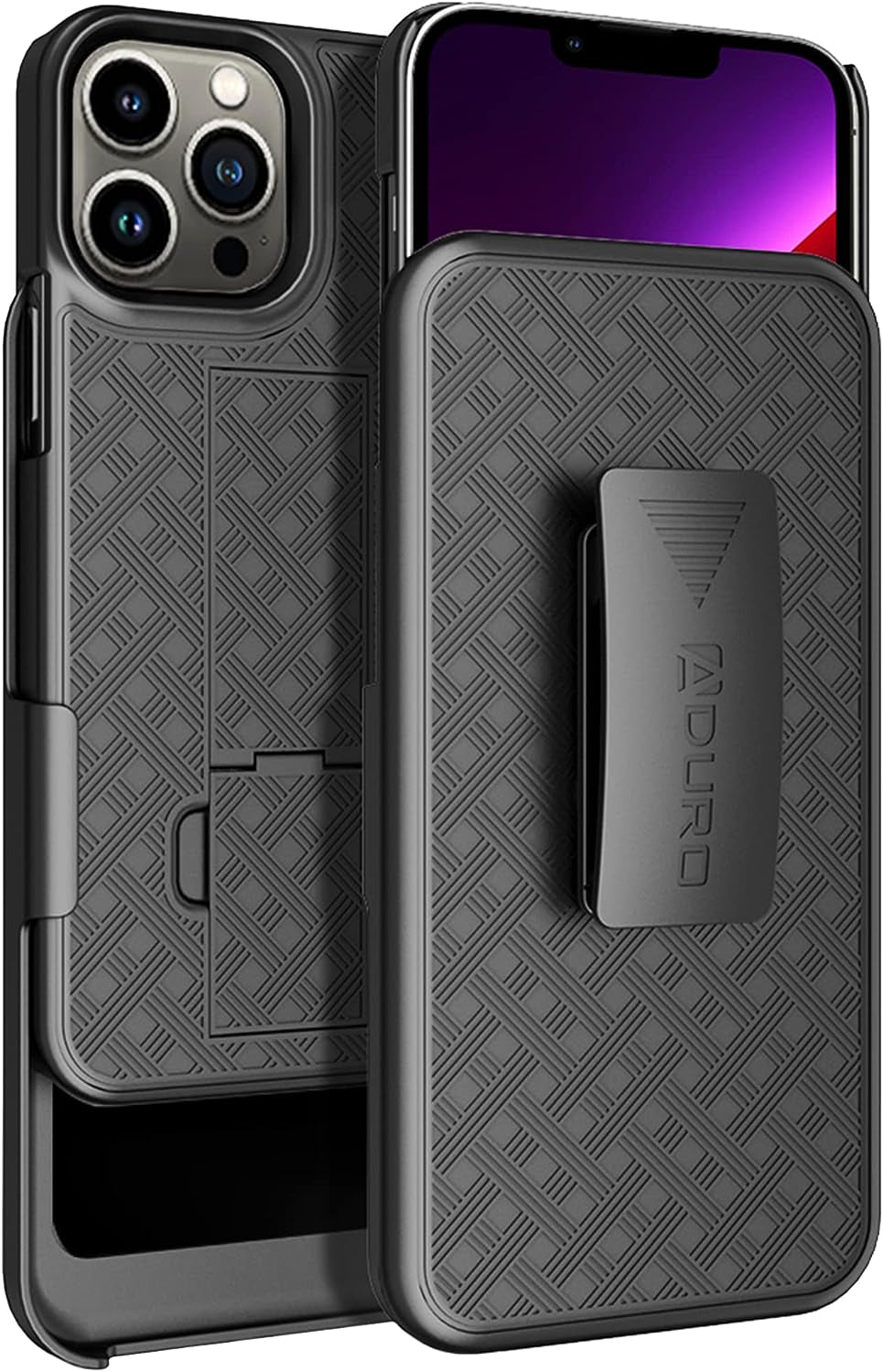 Aduro Combo Case with Kickstand & Holster for Iphone 13 Mini, Slim Shell & Swivel Belt Clip Holster, with Built-In Kickstand for Apple Iphone (5.4") 2021  Aduro Iphone 13 Pro Max (6.7")  