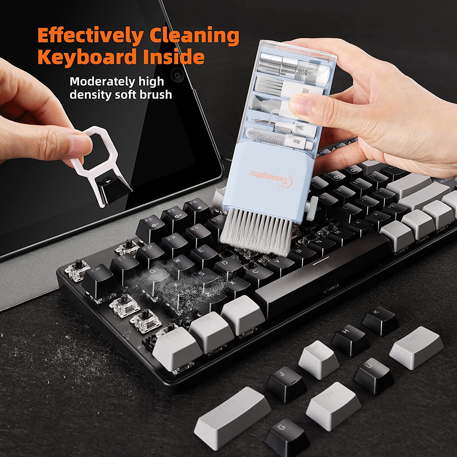 10-In-1 Laptop Keyboard Cleaner Cleaning Kit, Electronics Screen Cleaner Repair Tool with 3 in 1 Earbud Cleaner Pen, Camera Lens Pen, Suit for Macbook Ipad, Iphone, Cell Phone, PC Monitor with Patent  Tassmpitor   