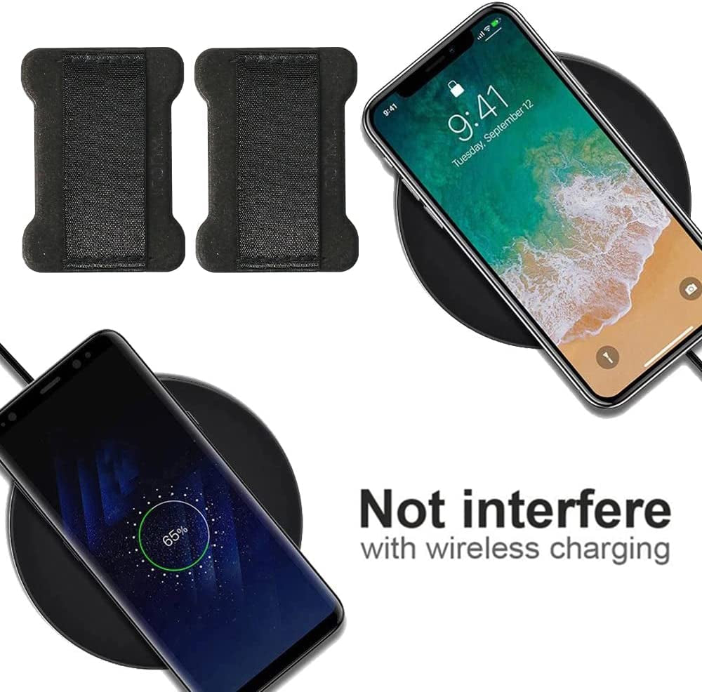 WUOJI Finger Strap Phone - Cell Phone Finger Holder - Ultra Thin Anti-Slip Universal Cell Phone Gripper for Back of Phone Grip Compatible with Iphone Samsung and Most Smartphones -2Pack(Black)  WUOJI   