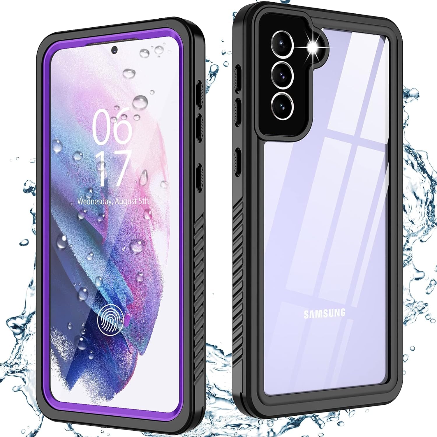 Oterkin for Samsung Galaxy S21 Waterproof Case with Built-In Screen Protector Dustproof Shockproof 360 Full Body Underwater Case for Samsung S21 5G 6.2Inch (2021) Black  Oterkin Purple  