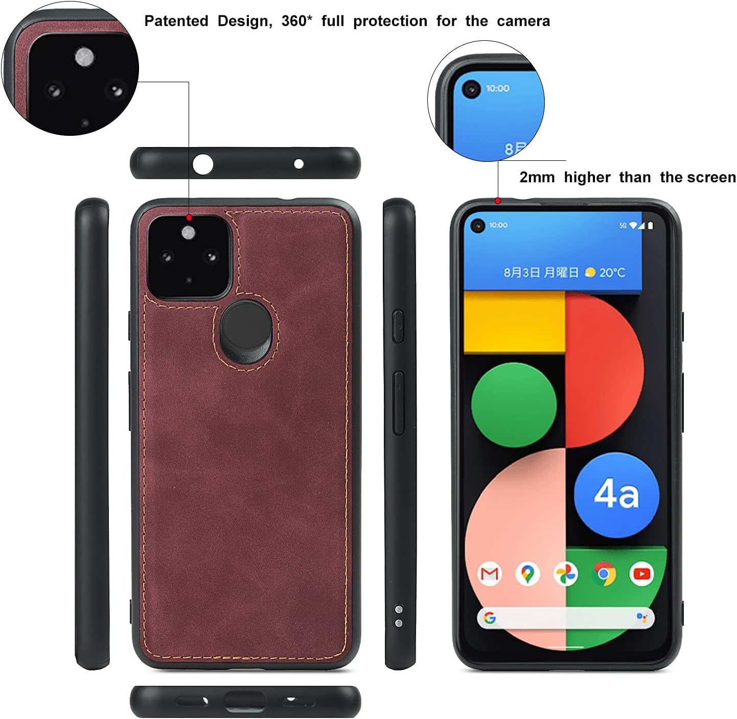 Sailortech Magnetic Detachable 2 in 1 Wallet Phone Case Design for Google Pixel 4A 5G with 6 Card Holder 1 Zipper Coin Wallet 1 Cash Slot Wrist Strap Kickstand for Women Men Wine Red  SAILOR   
