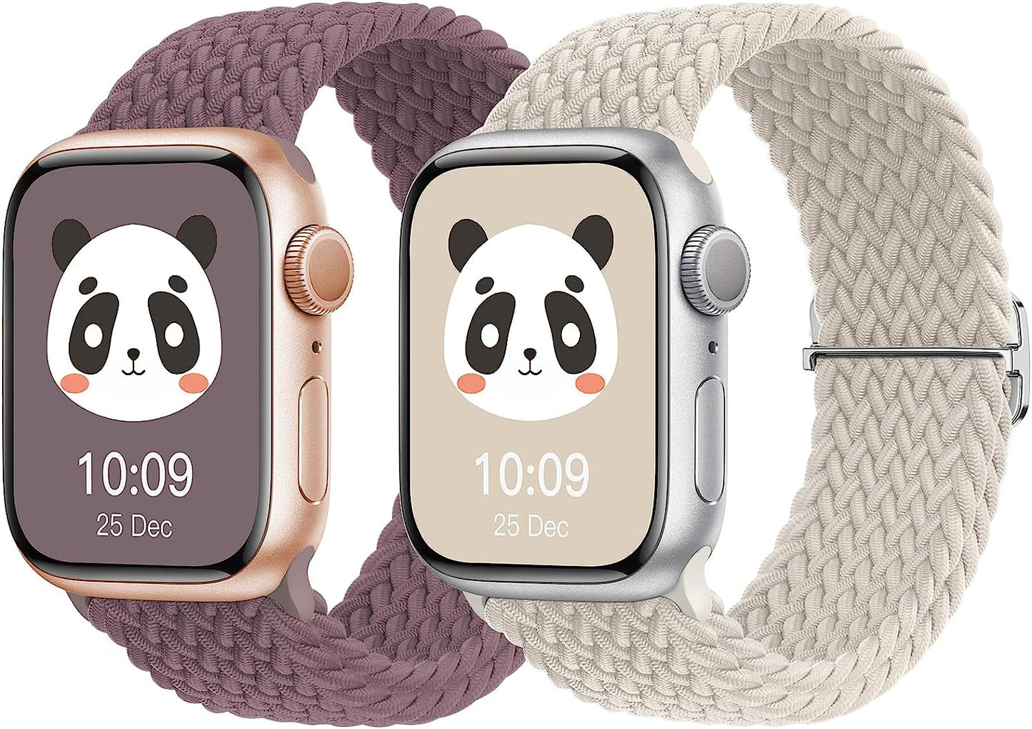 𝟐 𝐏𝐚𝐜𝐤 Stretchy Braided Compatible with Apple Watch Band 44Mm 45Mm 38Mm 40Mm 41Mm 42Mm 49Mm for Women Men, Adjustable and Comfortable Sport Wristbands for Iwatch Series 8 7 6 5 4 3 2 1 SE Ultra  KingofKings Smoke Violet/Starlight 38mm/40mm/41mm 