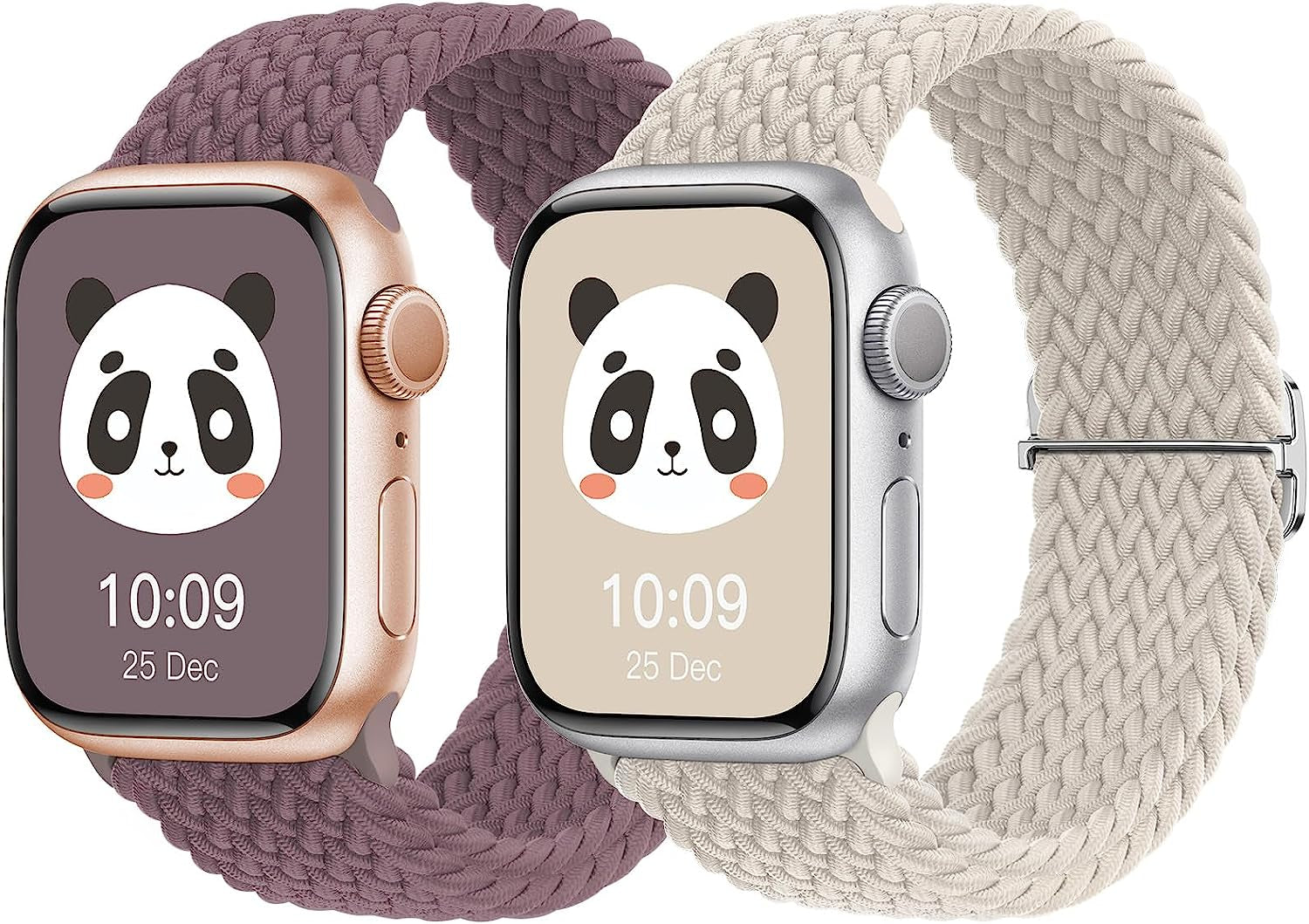 𝟐 𝐏𝐚𝐜𝐤 Stretchy Braided Compatible with Apple Watch Band 44Mm 45Mm 38Mm 40Mm 41Mm 42Mm 49Mm for Women Men, Adjustable and Comfortable Sport Wristbands for Iwatch Series 8 7 6 5 4 3 2 1 SE Ultra  KingofKings Smoke Violet/Starlight 38mm/40mm/41mm 