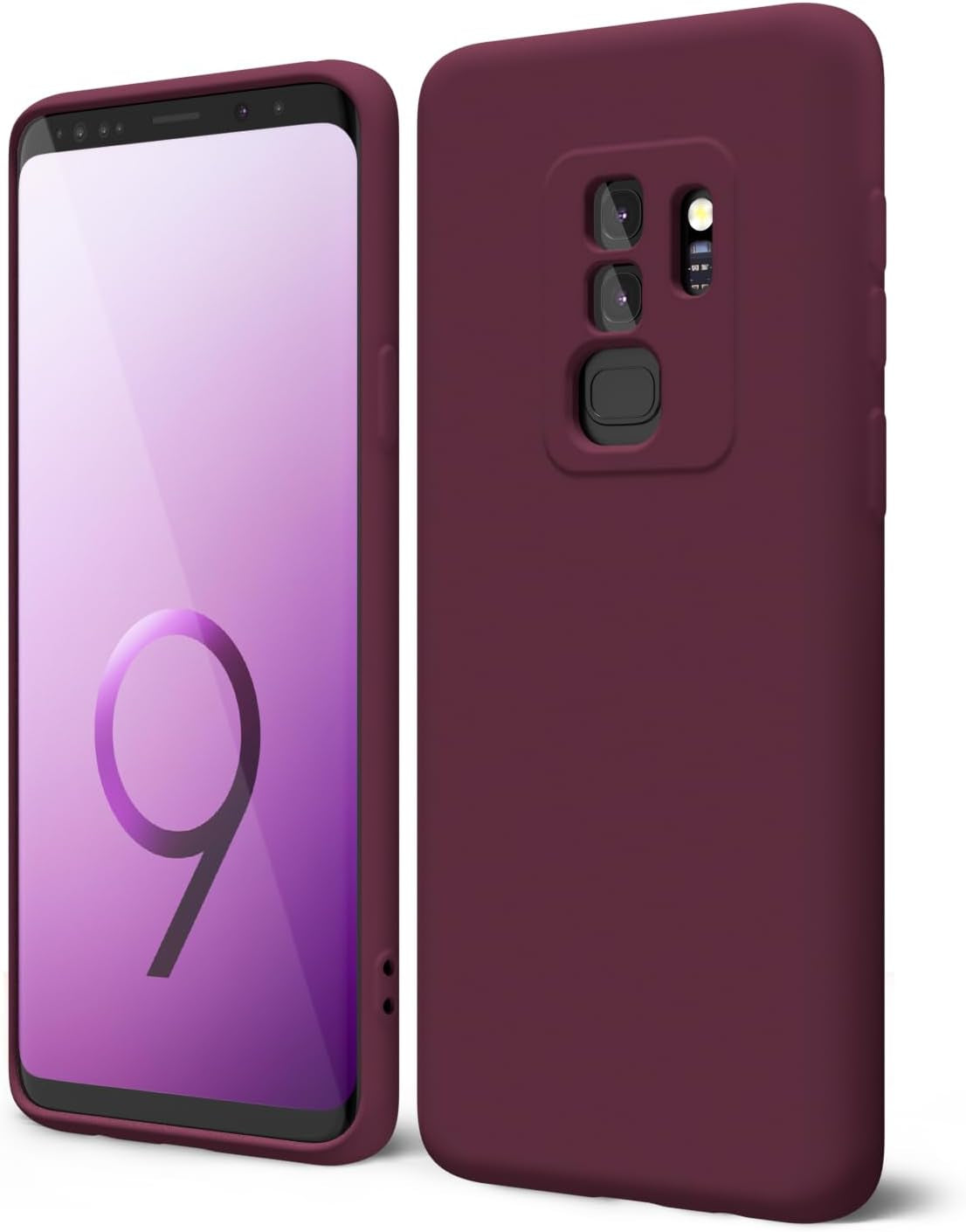 Oakxco for Samsung Galaxy S9 plus Phone Case Liquid Silicone Grip, Cute Thin Slim Soft Rubber TPU Plain Smooth Gel Cover for Women Girl, Matte Solid Protective & Shockproof, Aqua Sky Baby Light Blue  Oakxco   