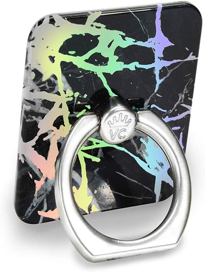 Velvet Caviar Cell Phone Ring Holder - Finger Ring & Stand - Improves Phone Grip Compatible with Iphone, Galaxy and Most Cases (Except Silicone/Leather) - Moonstone Holographic Pink Blue Marble  Velvet Caviar Holographic Black Marble  