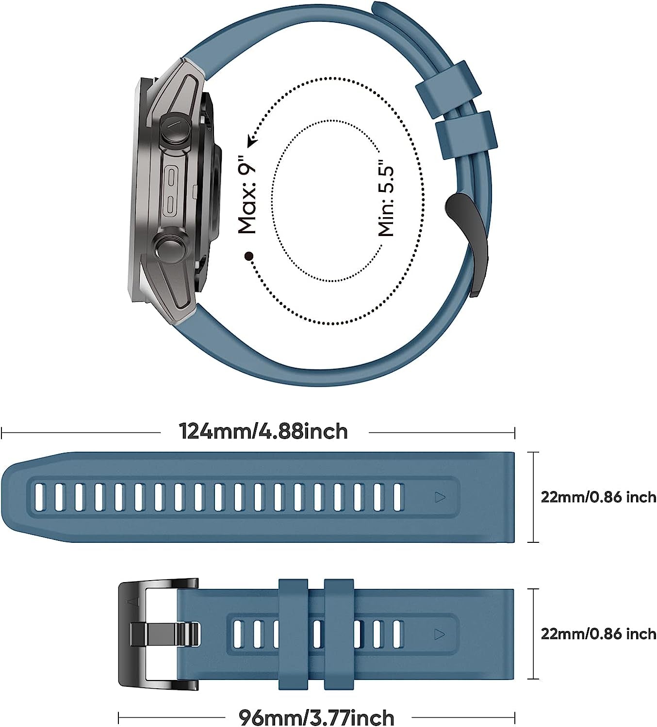 Lepmok for Garmin Fenix 7 Watch Bands, 22Mm Quickfit Silicone Band for Garmin Fenix 6, Fenix 5 Smartwatch  lepmok   
